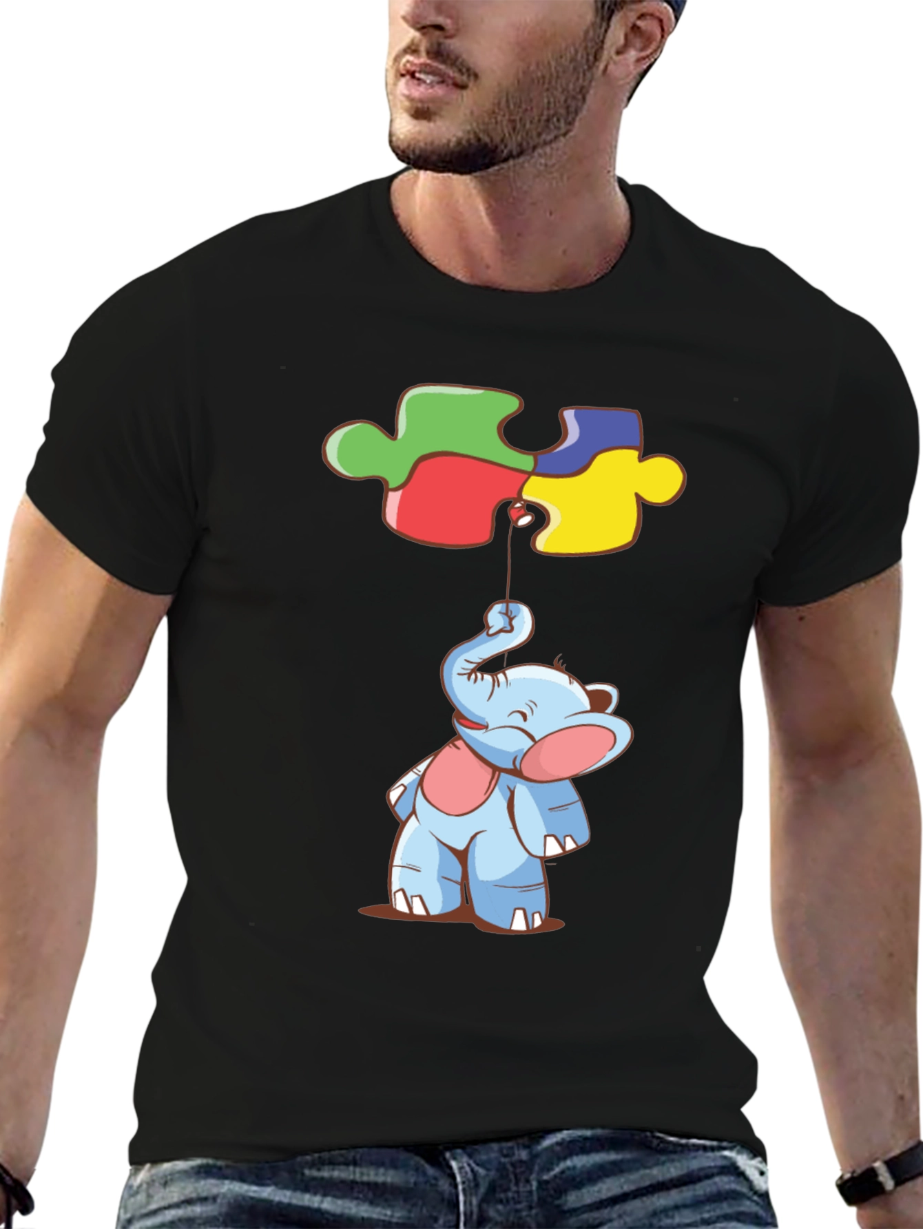 Elephant Autism Awareness Puzzle Piece T-Shirt