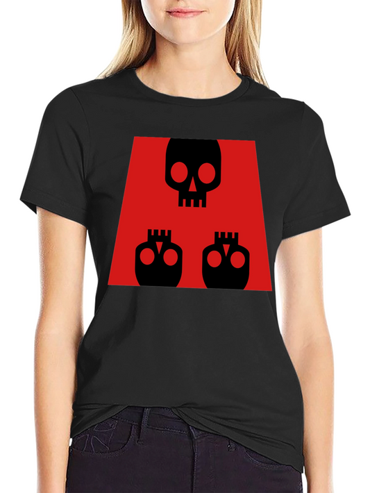 Skull Print Graphic Tee - Red & Black Design