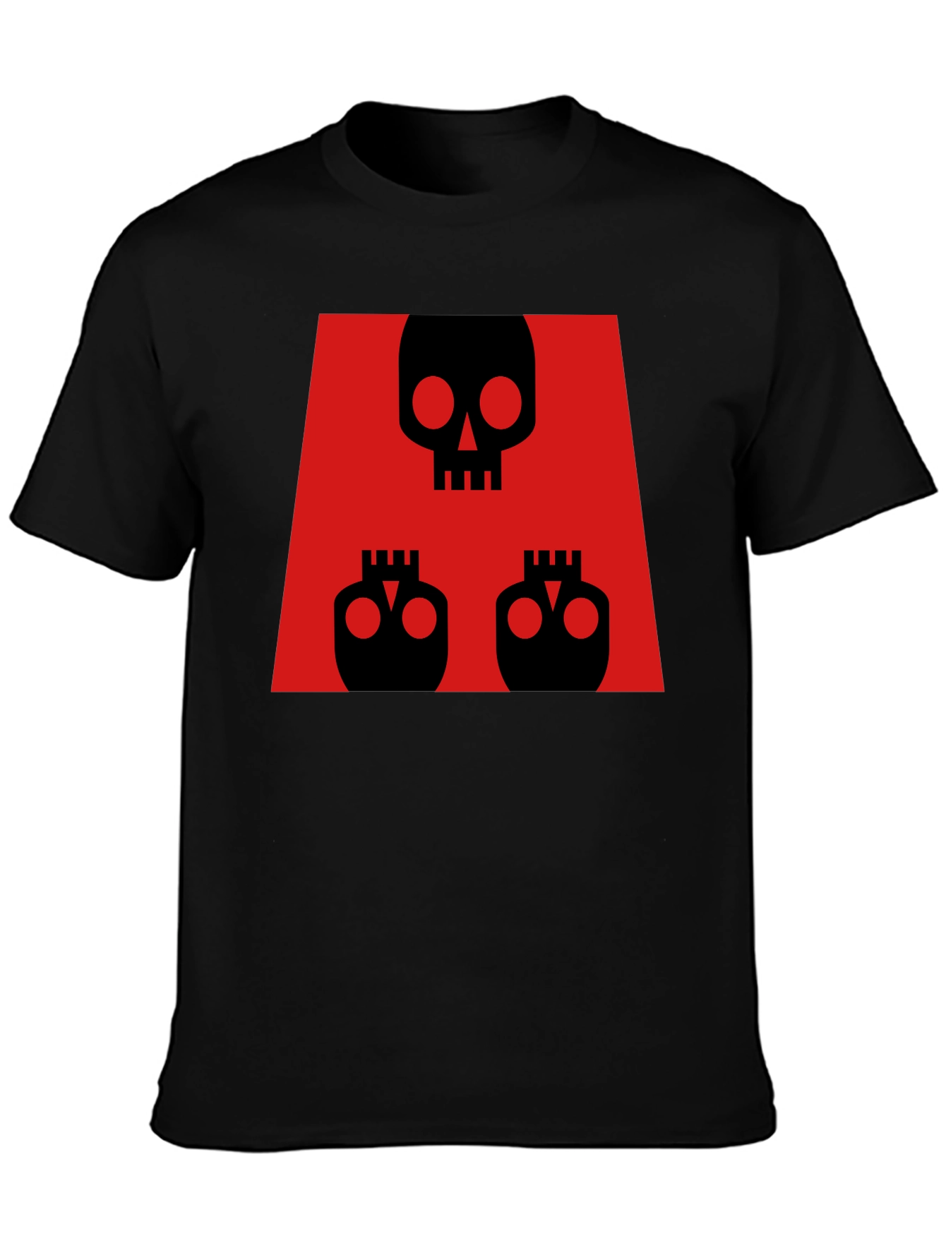 Skull Print Graphic Tee - Red & Black Design