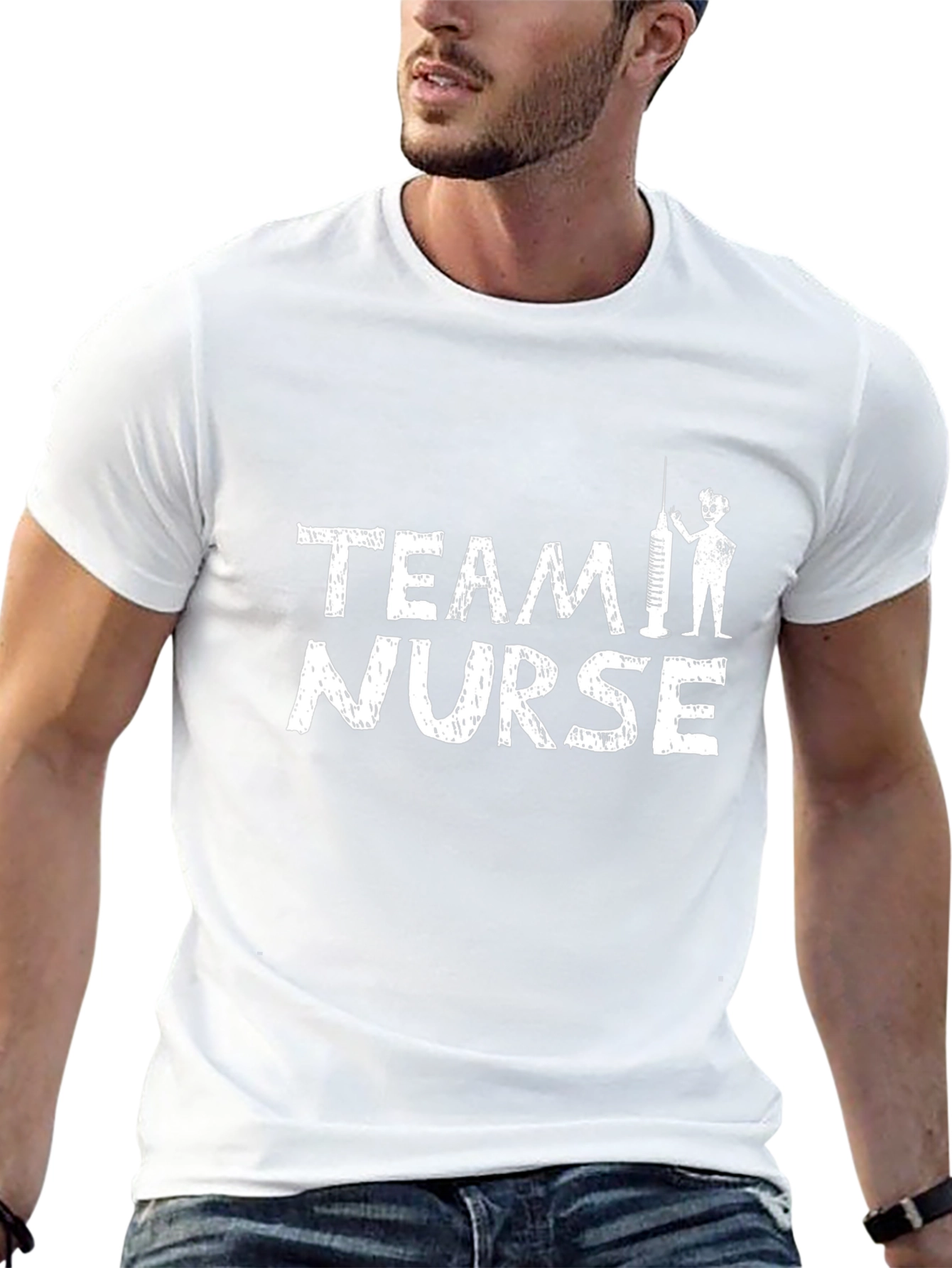 Team Nurse Graphic Tee - Black Cotton T-Shirt