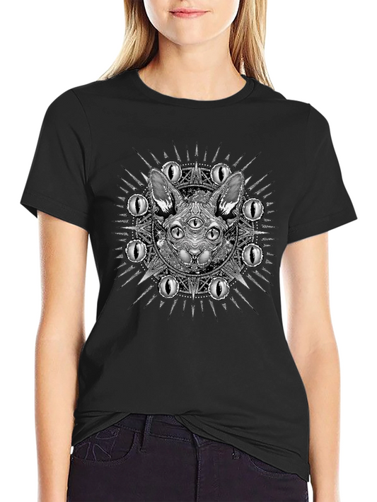 Mystic Three-Eyed Cat T-Shirt - Unisex Black Tee
