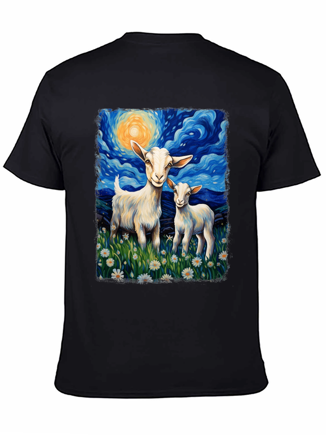 Goat Starry Night T-Shirt | Whimsical Art Tee