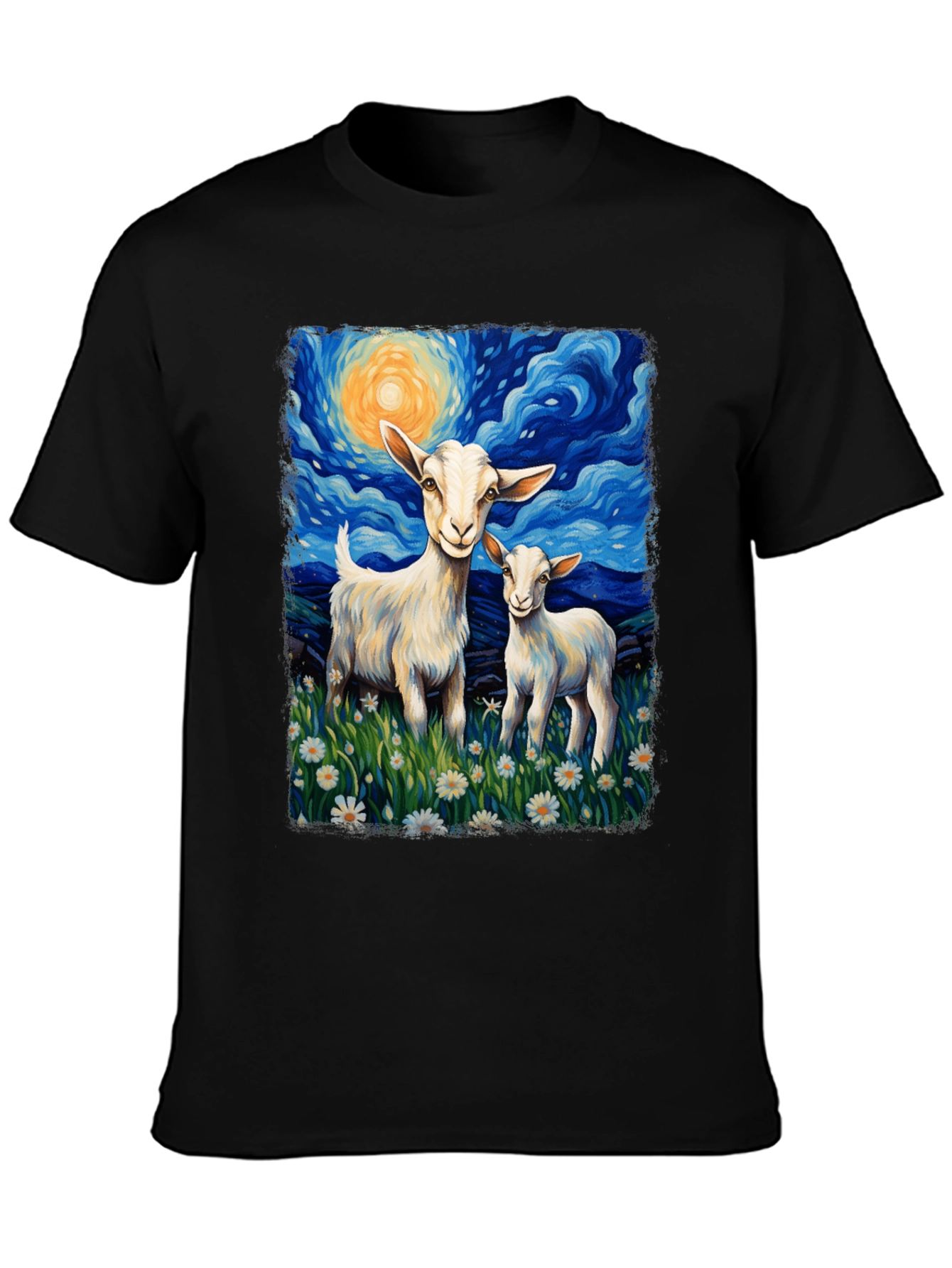 Goat Starry Night T-Shirt | Whimsical Art Tee