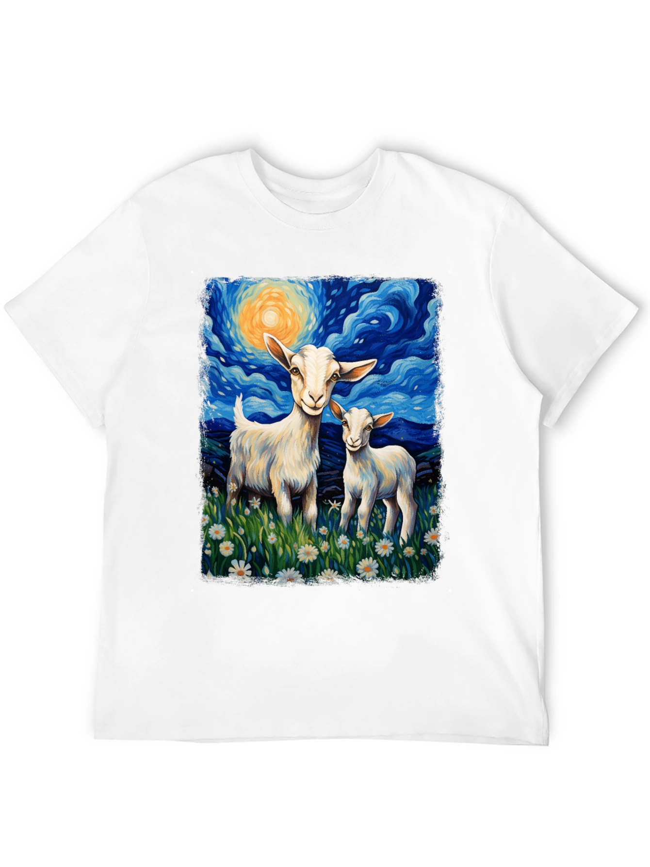 Goat Starry Night T-Shirt | Whimsical Art Tee