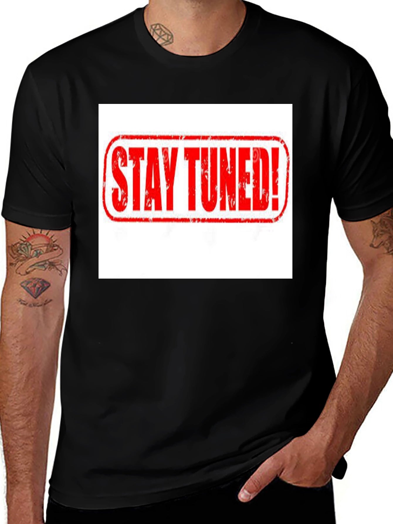 Stay Tuned! Graphic Black T-Shirt