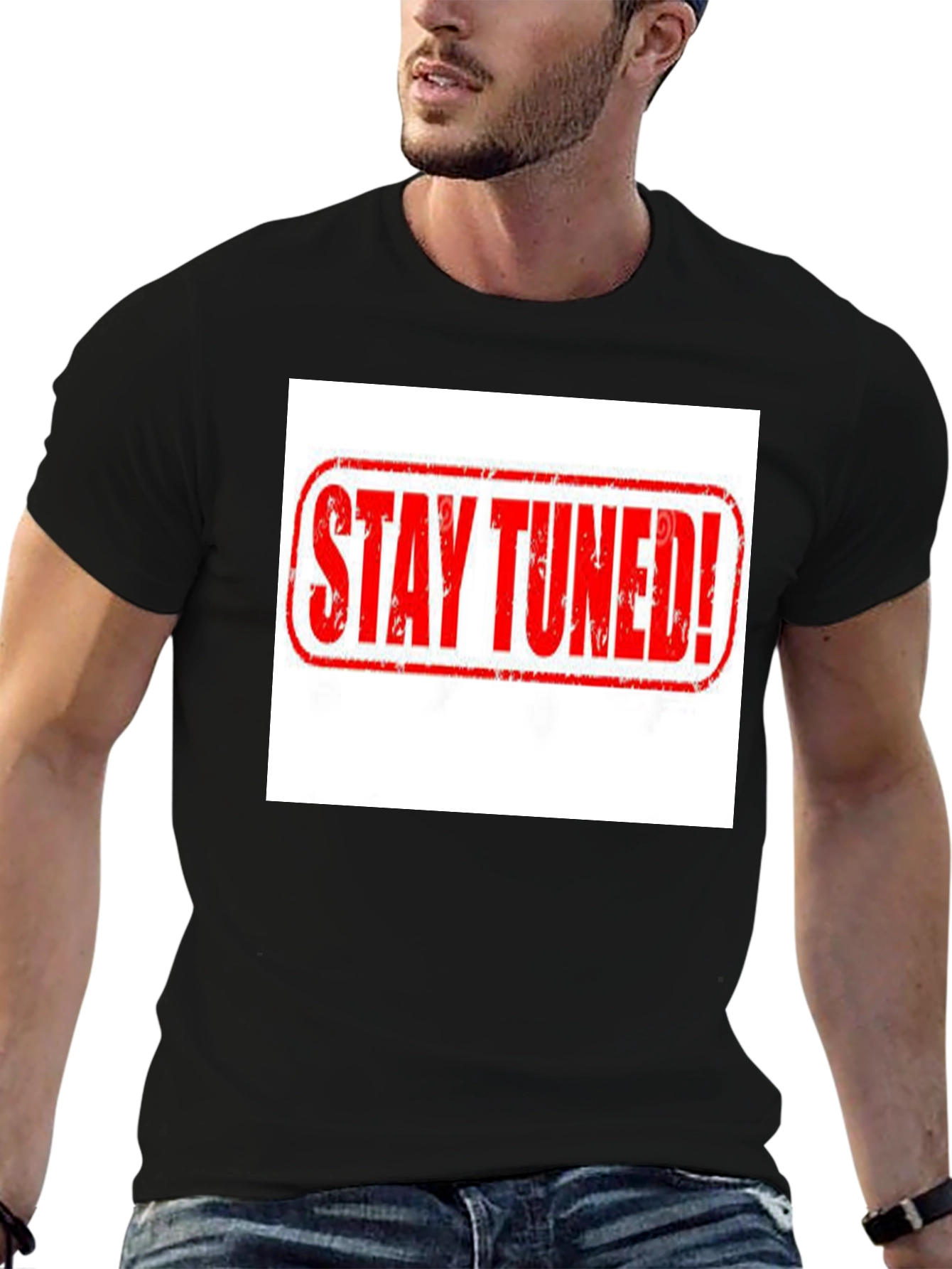 Stay Tuned! Graphic Black T-Shirt