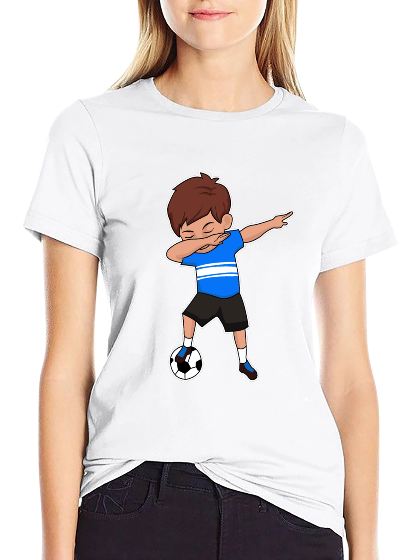 Boy Dabbing Soccer T-Shirt - Black