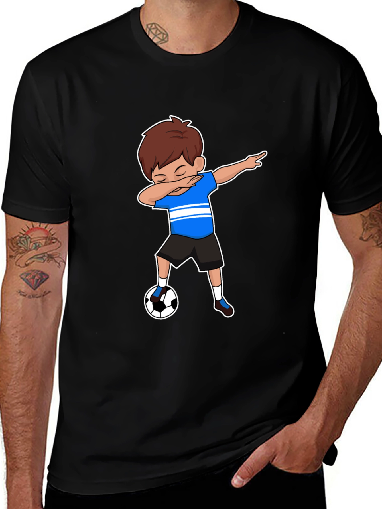 Boy Dabbing Soccer T-Shirt - Black