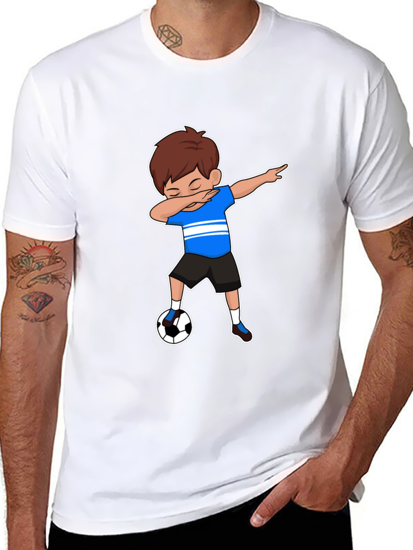 Boy Dabbing Soccer T-Shirt - Black