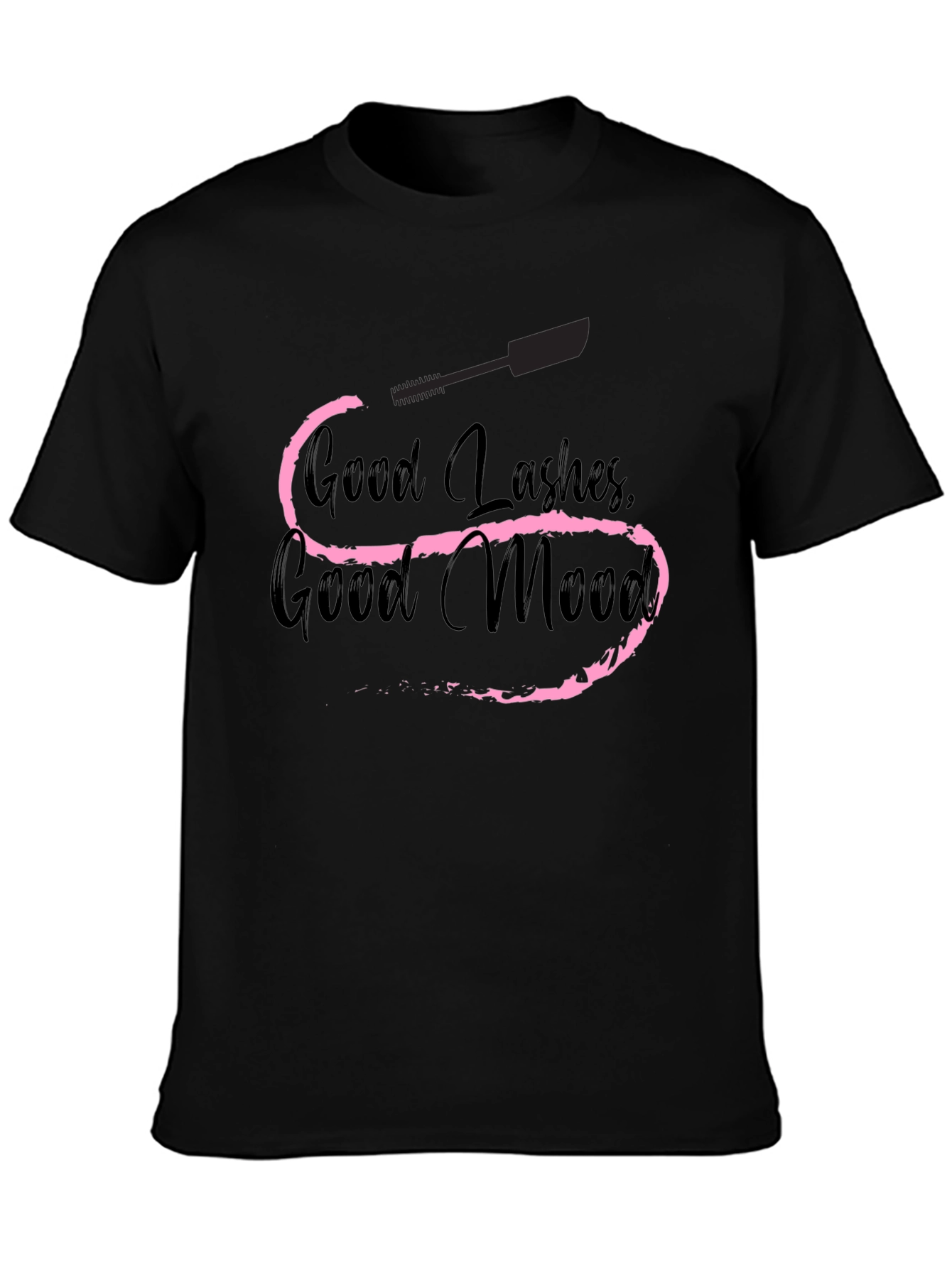 Good Lashes Good Mood Black Graphic Tee