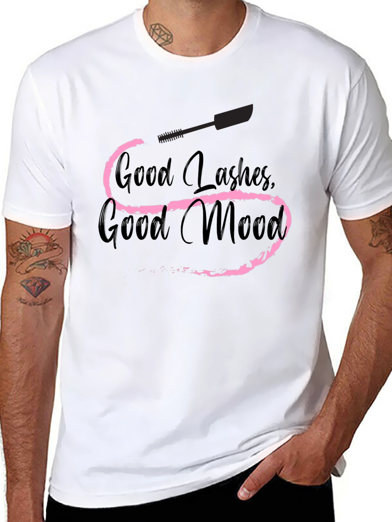Good Lashes Good Mood Black Graphic Tee