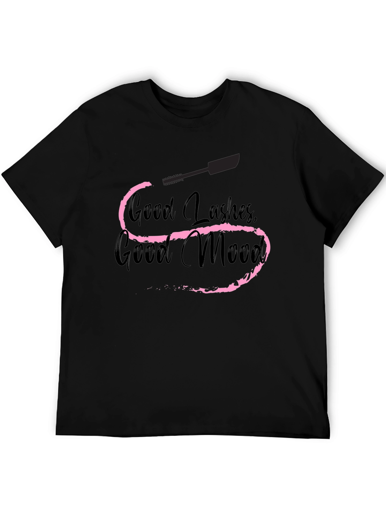 Good Lashes Good Mood Black Graphic Tee