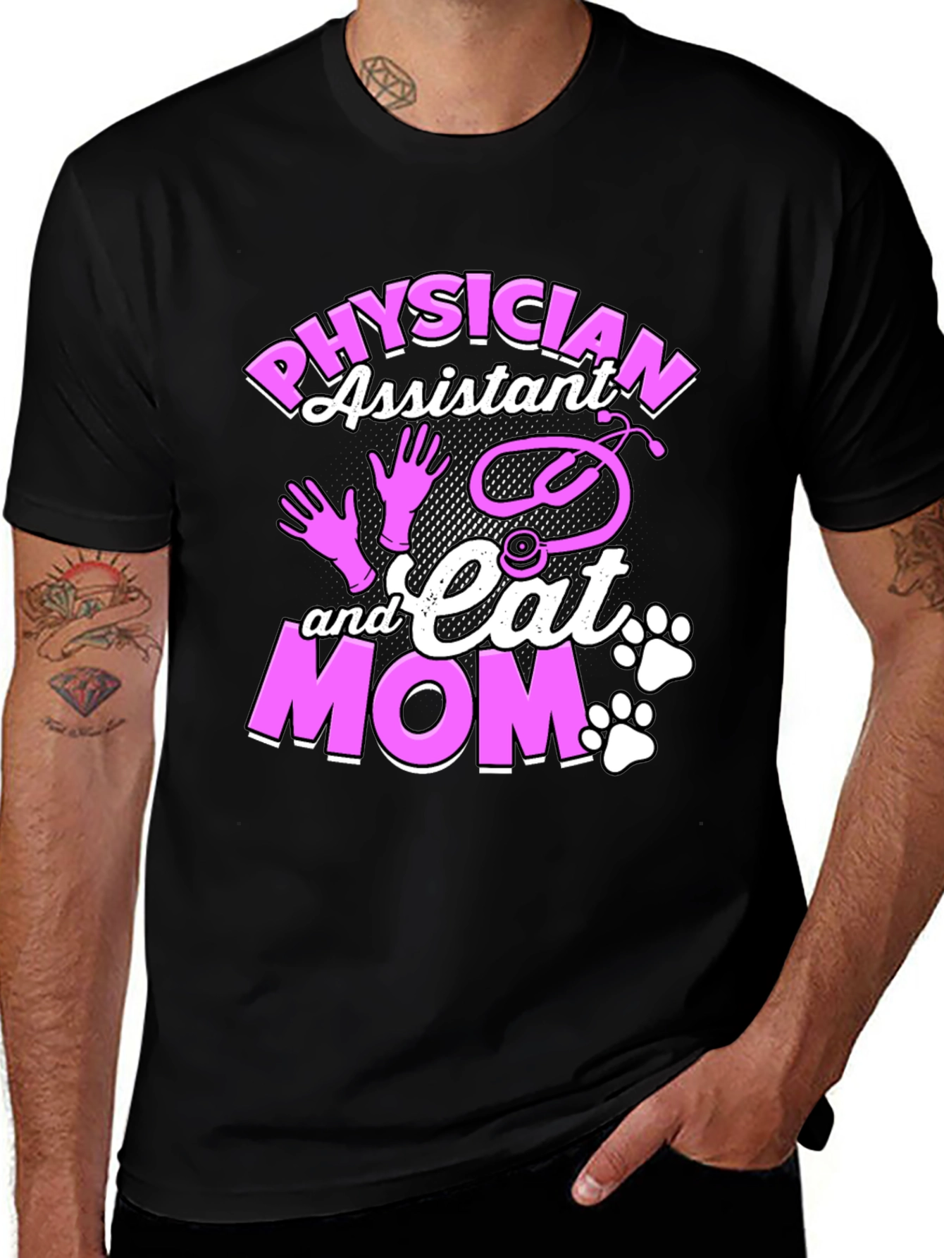 Physician Assistant & Cat Mom Graphic T-Shirt