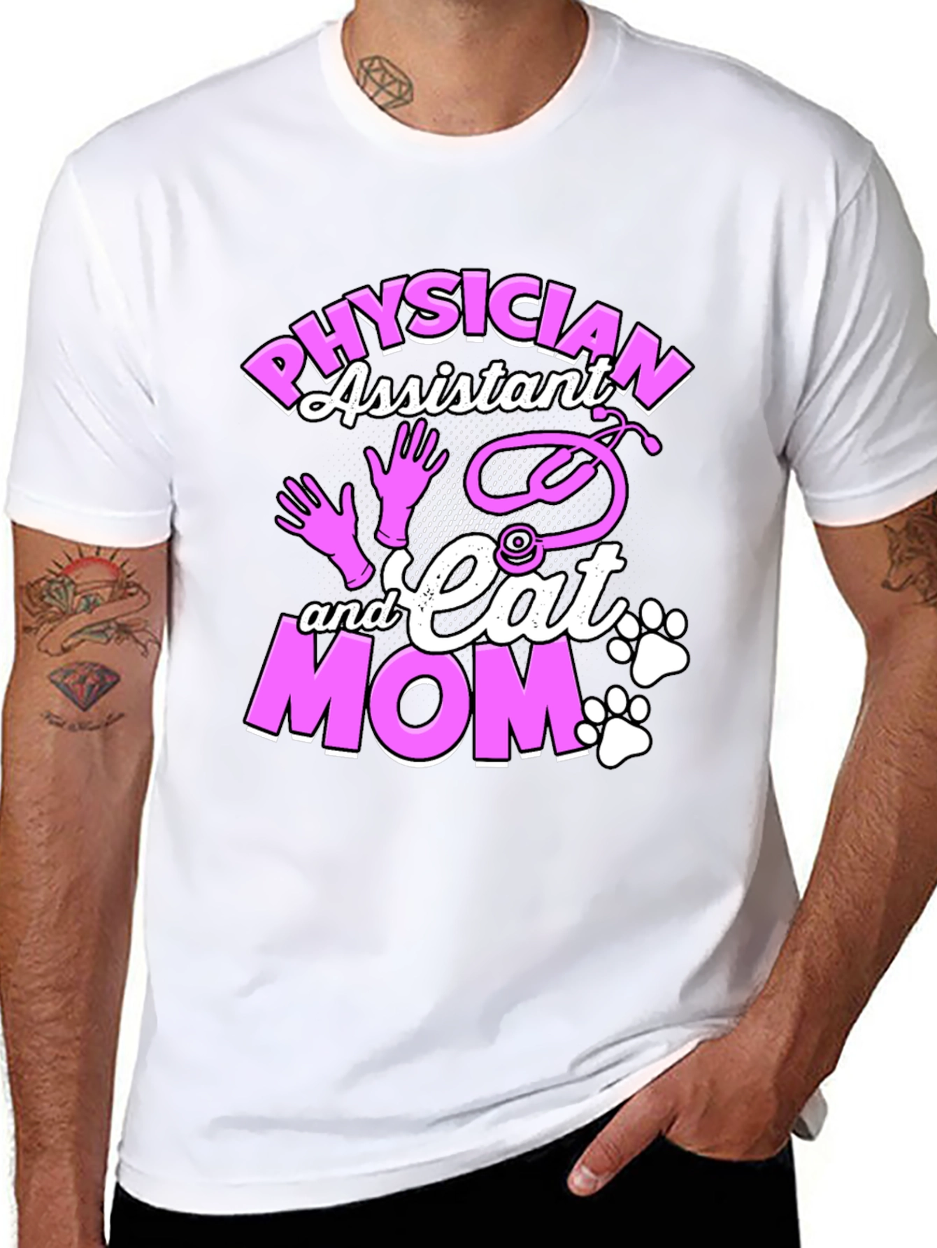 Physician Assistant & Cat Mom Graphic T-Shirt