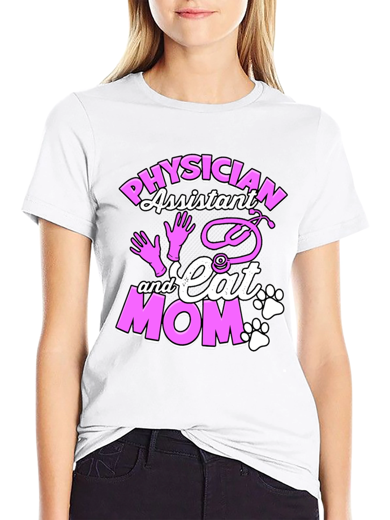 Physician Assistant & Cat Mom Graphic T-Shirt