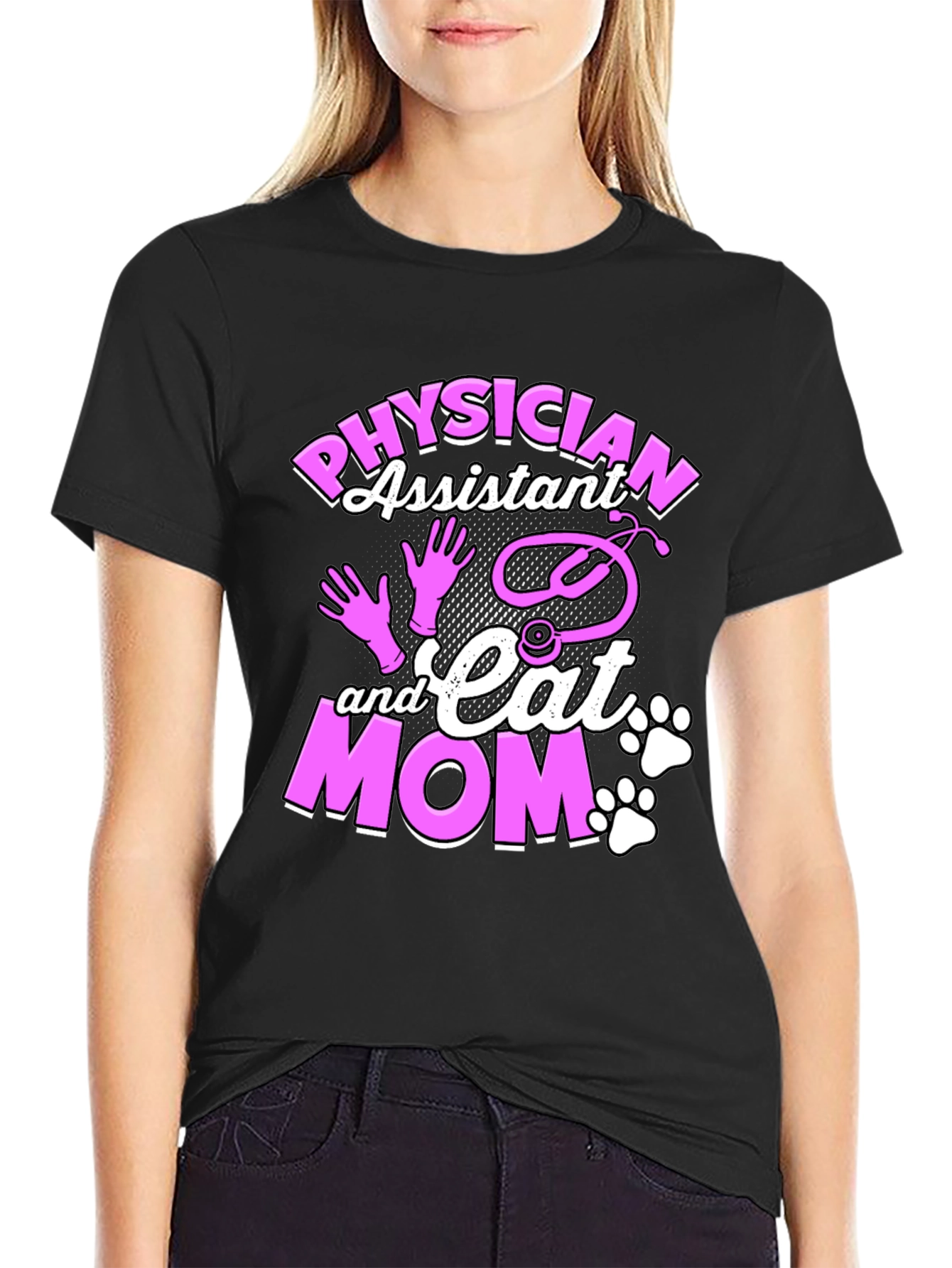 Physician Assistant & Cat Mom Graphic T-Shirt