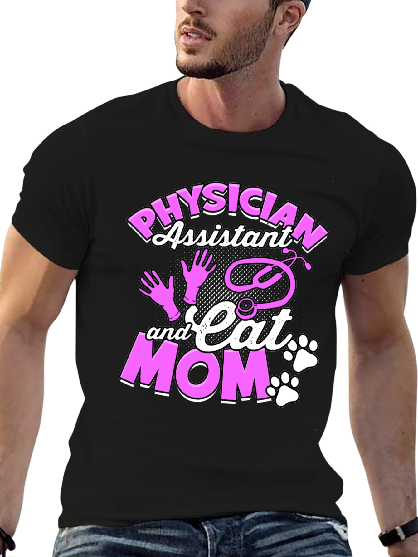 Physician Assistant & Cat Mom Graphic T-Shirt