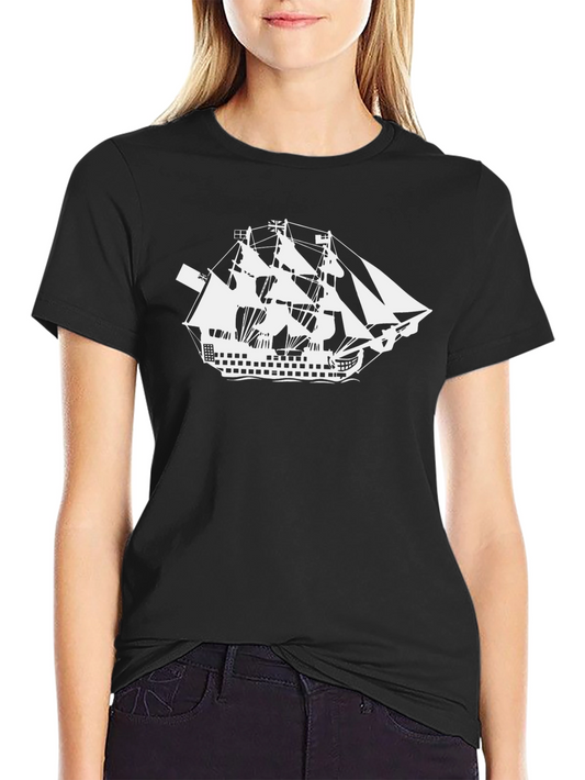 Sailing Ship Graphic T-Shirt - Classic Black Tee