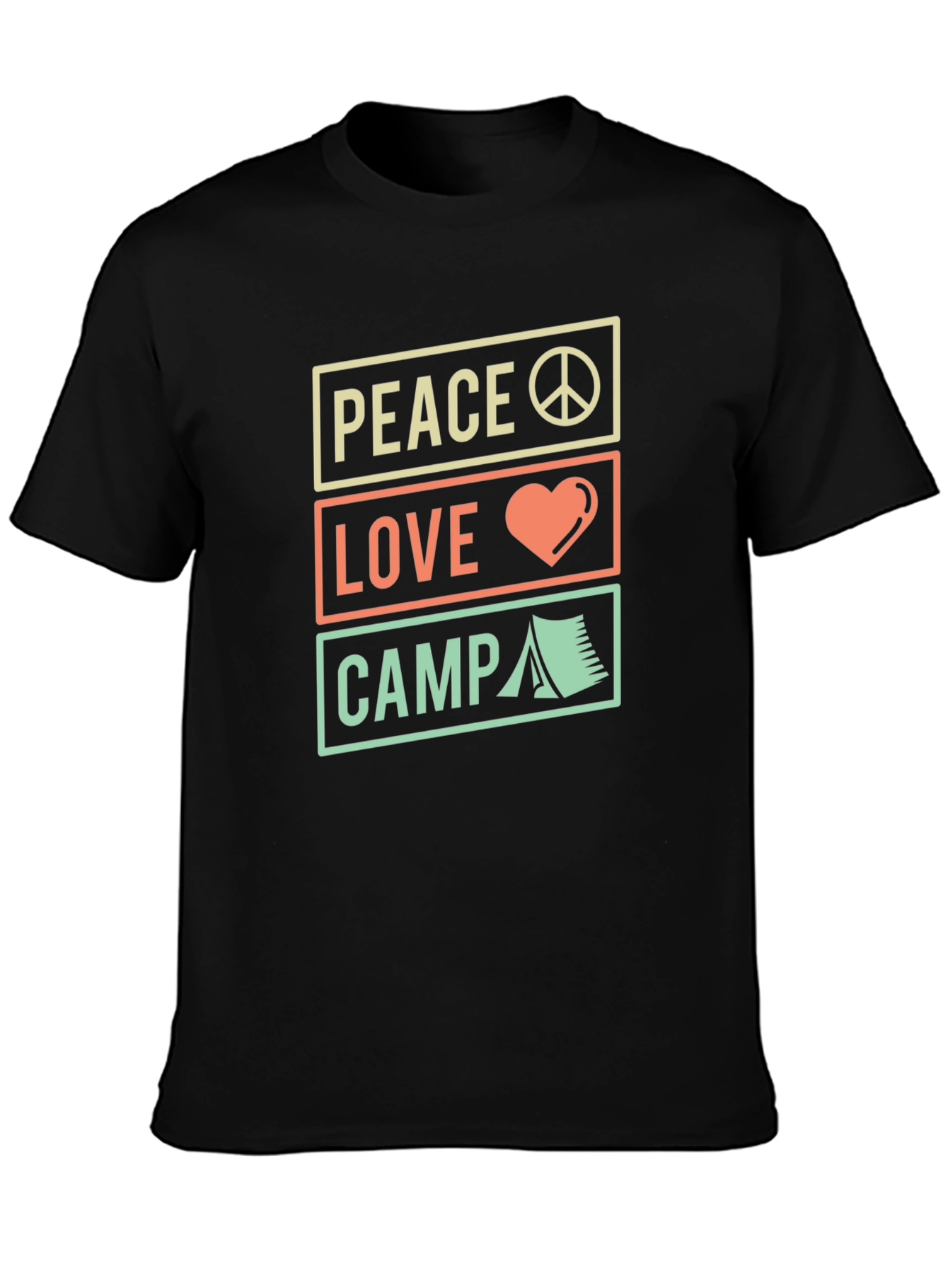 Peace Love Camp Graphic Tee - Black Casual Shirt