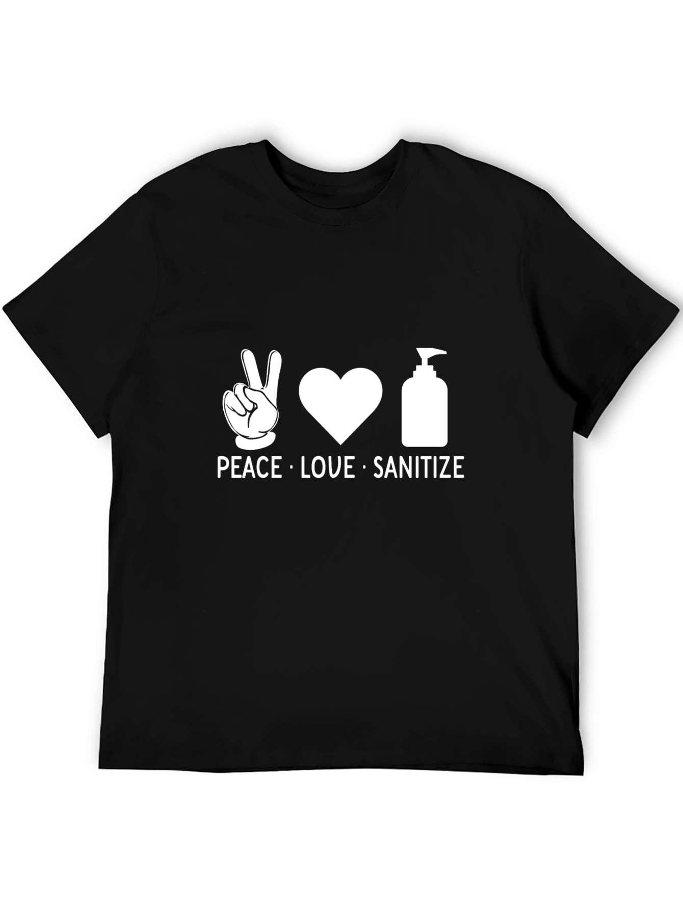 Peace Love Sanitize Graphic Tee - Black Cotton T-Shirt