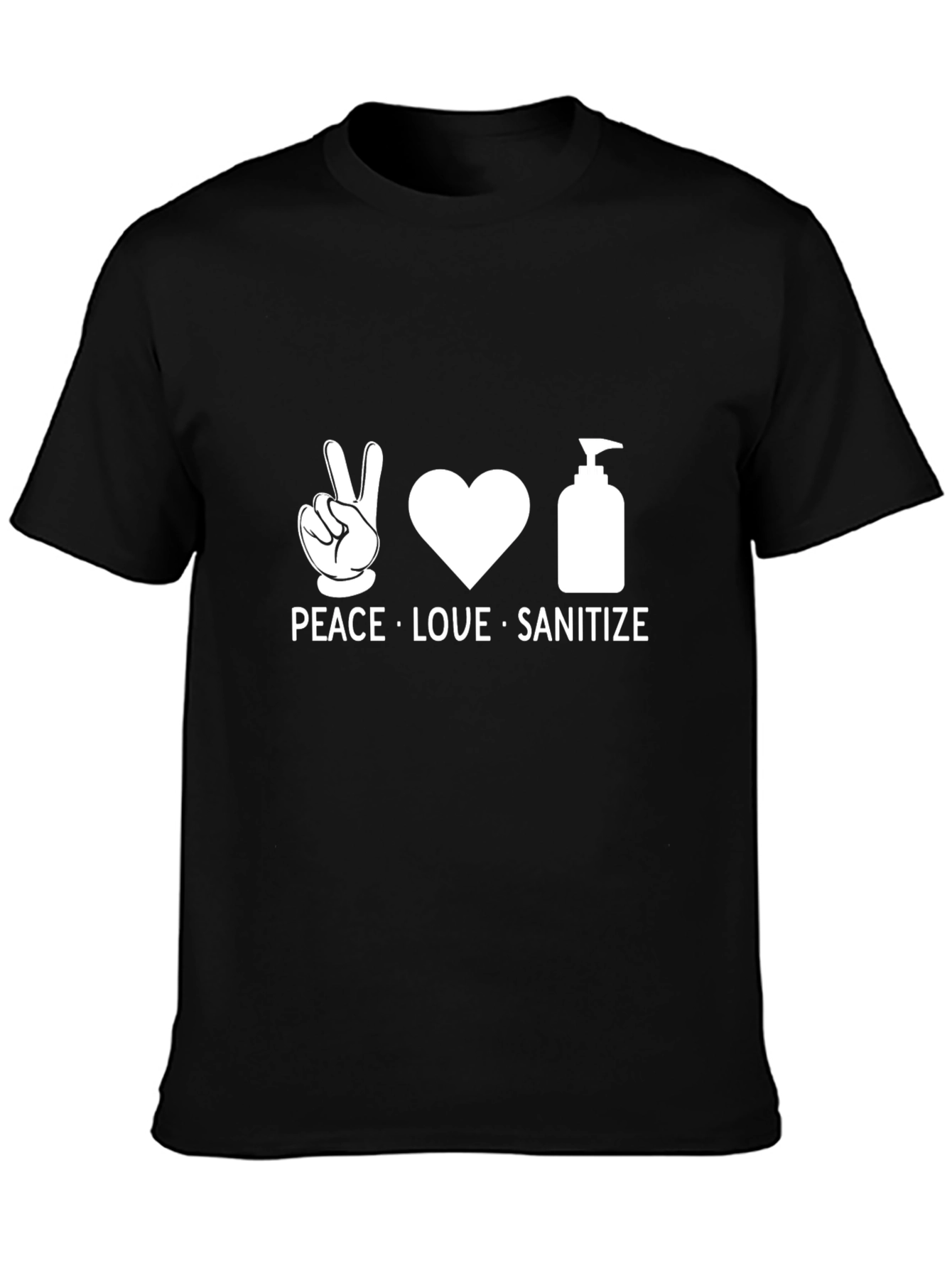 Peace Love Sanitize Graphic Tee - Black Cotton T-Shirt
