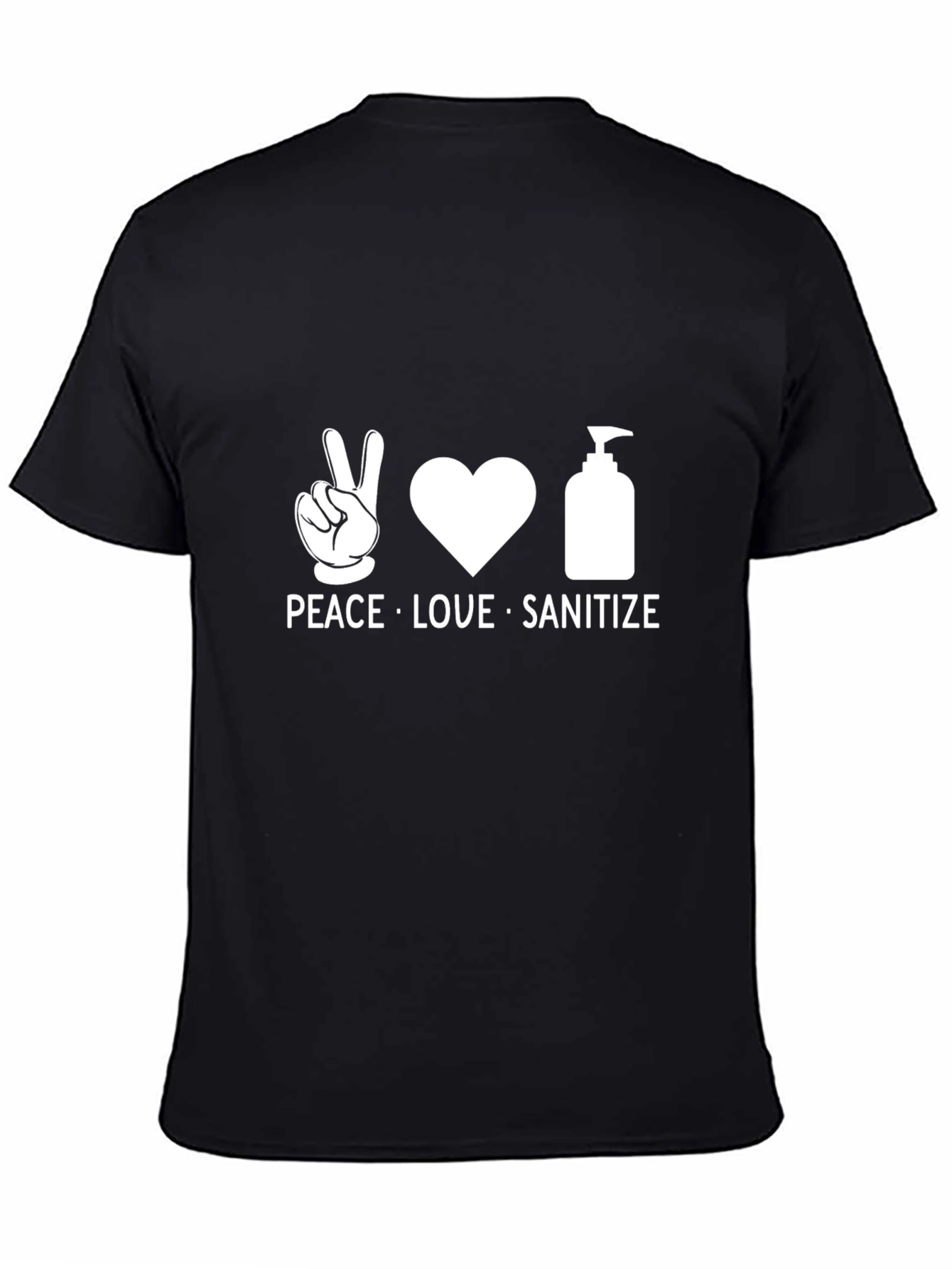 Peace Love Sanitize Graphic Tee - Black Cotton T-Shirt