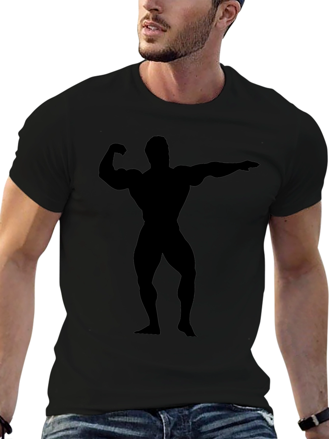Black Bodybuilder Silhouette T-Shirt