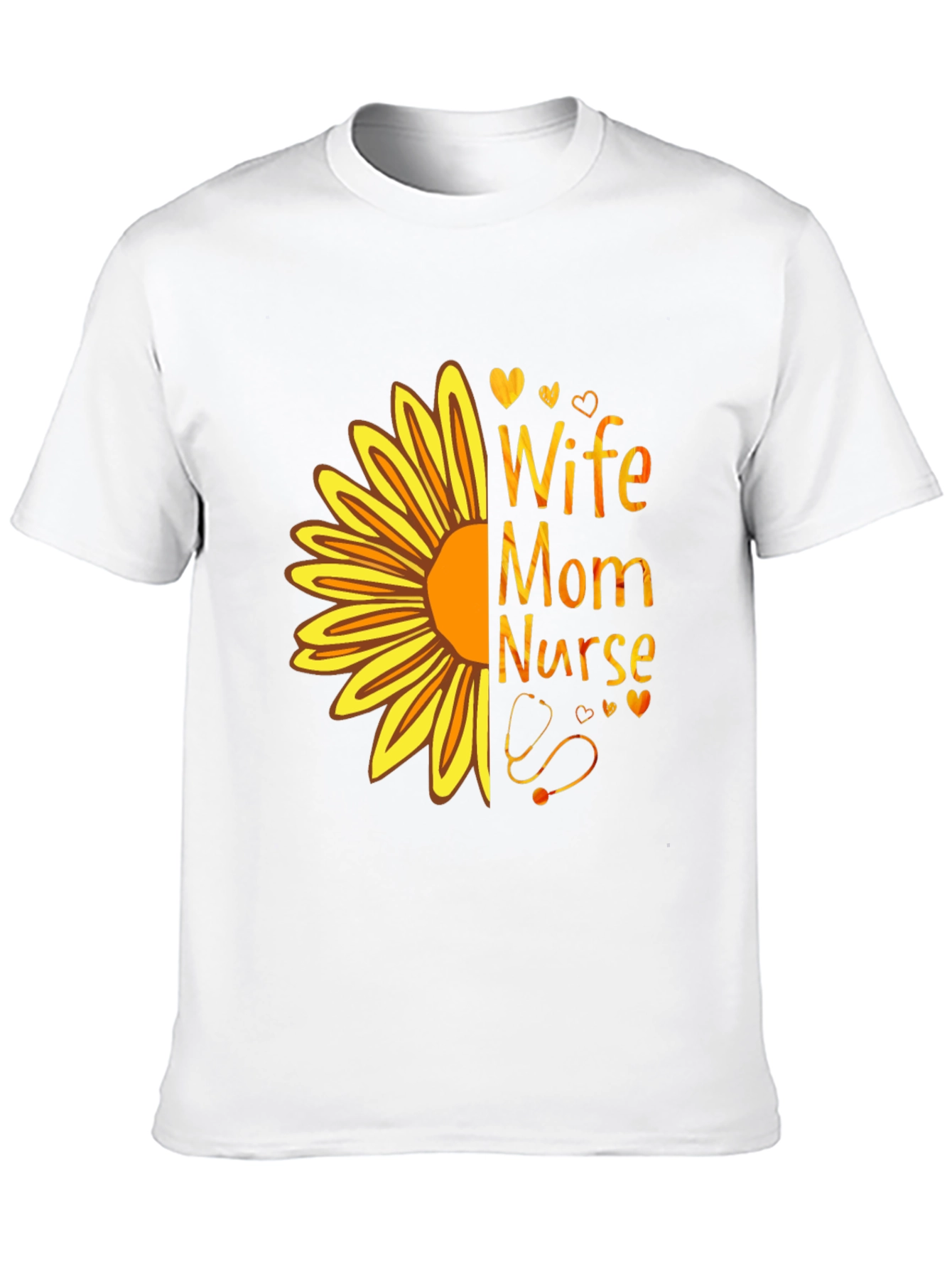 Wife Mom Nurse Sunflower Graphic Tee - Black T-Shirt