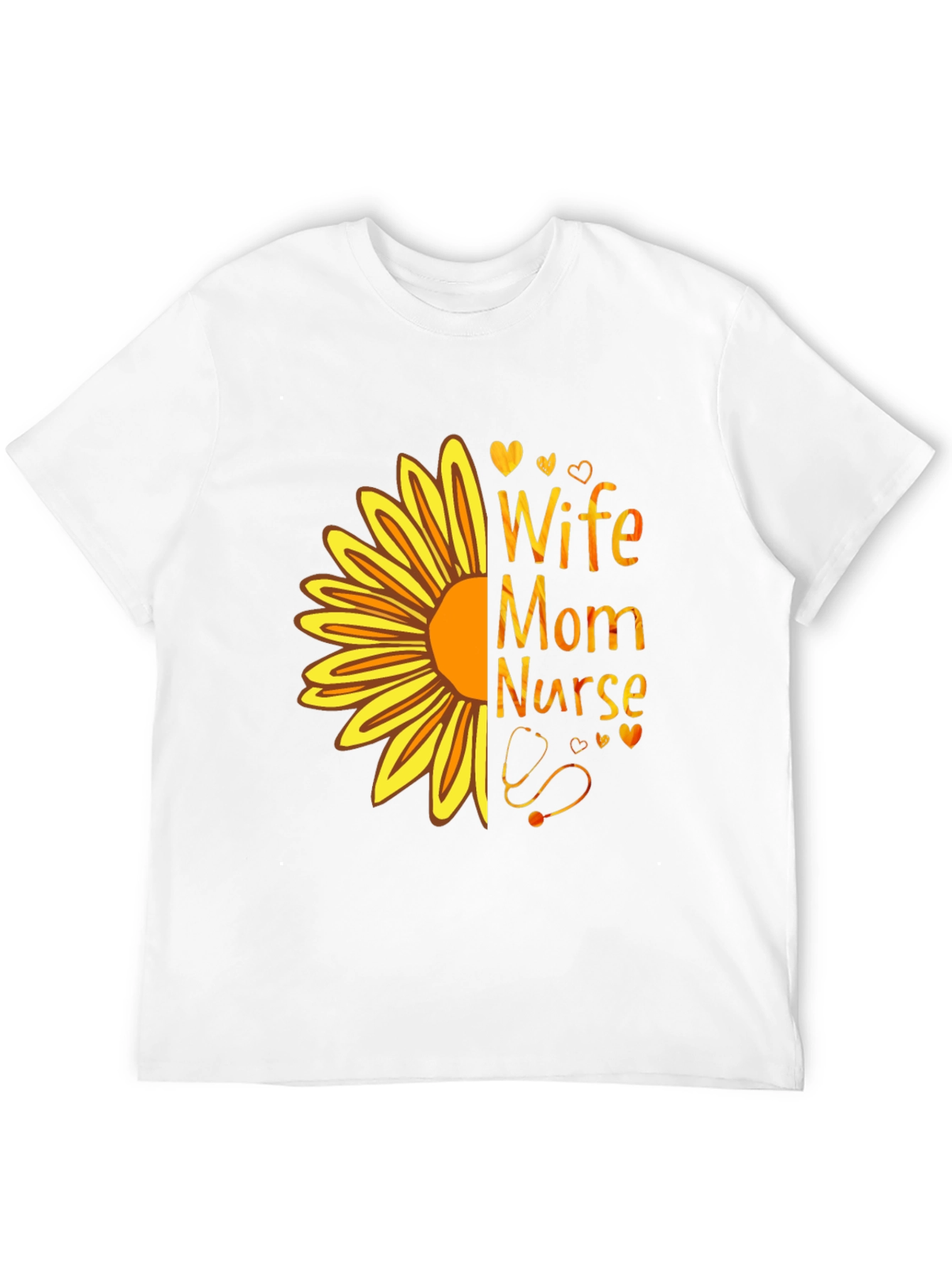 Wife Mom Nurse Sunflower Graphic Tee - Black T-Shirt