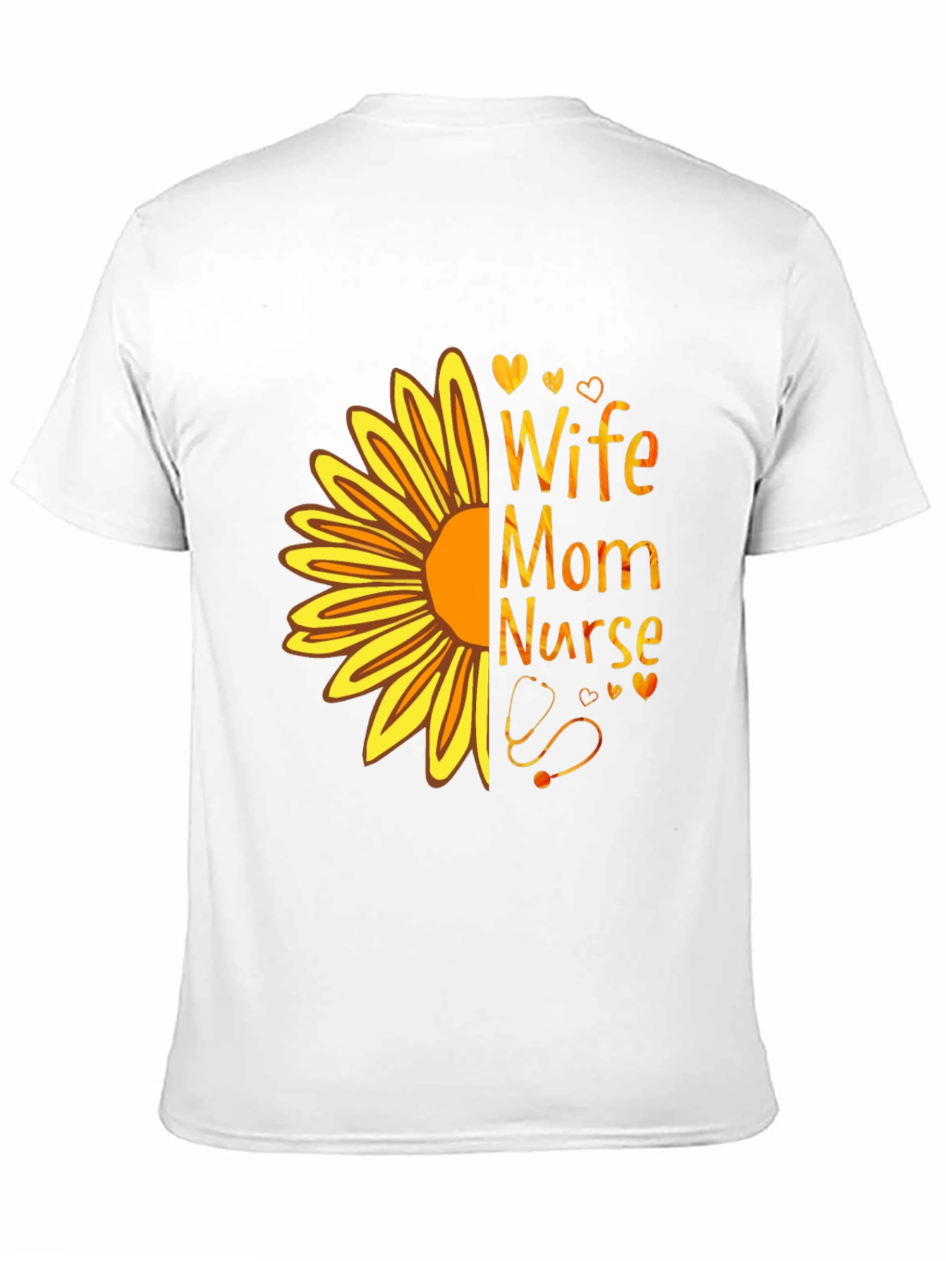 Wife Mom Nurse Sunflower Graphic Tee - Black T-Shirt