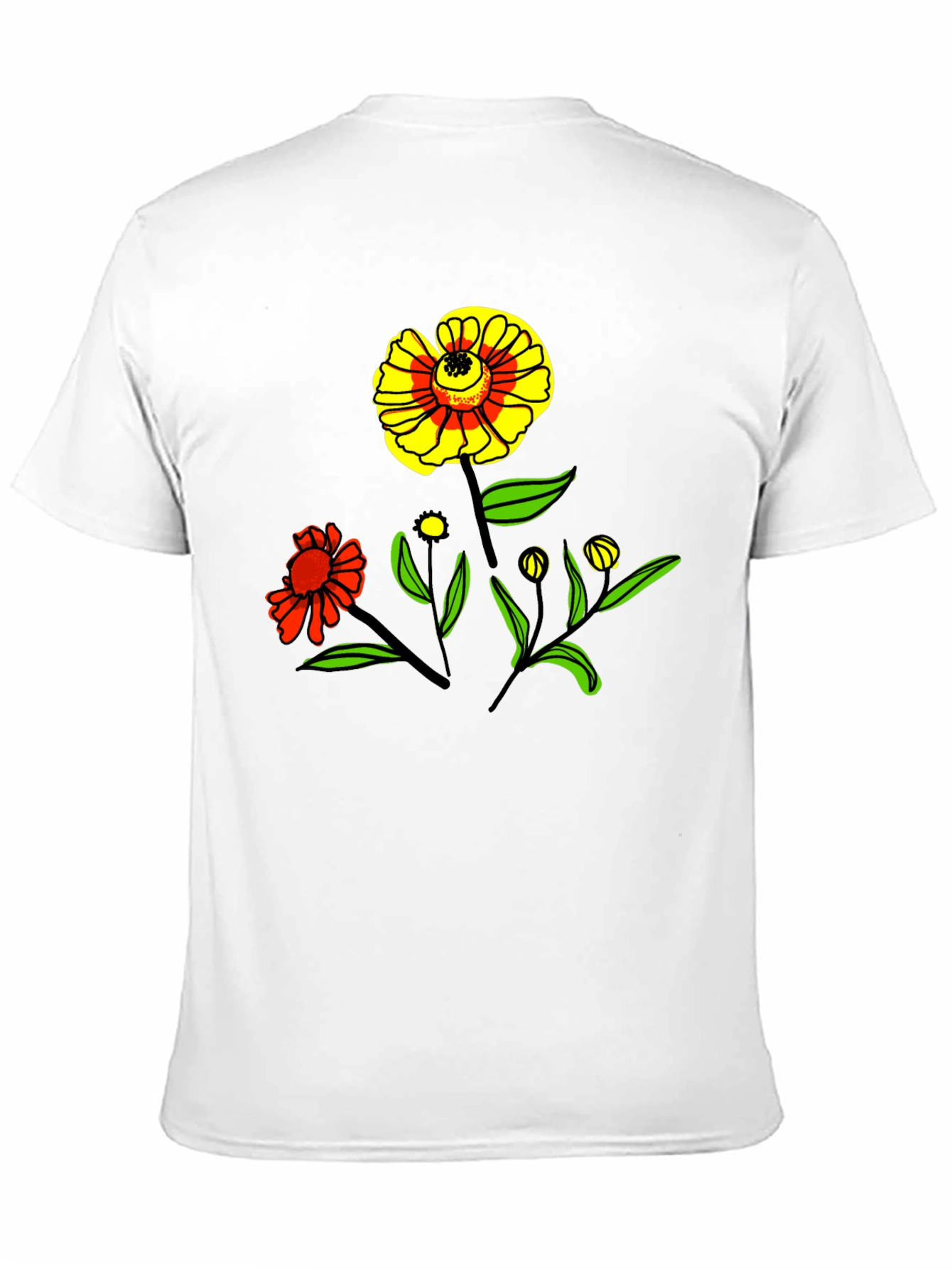 Floral Graphic Print Black T-Shirt