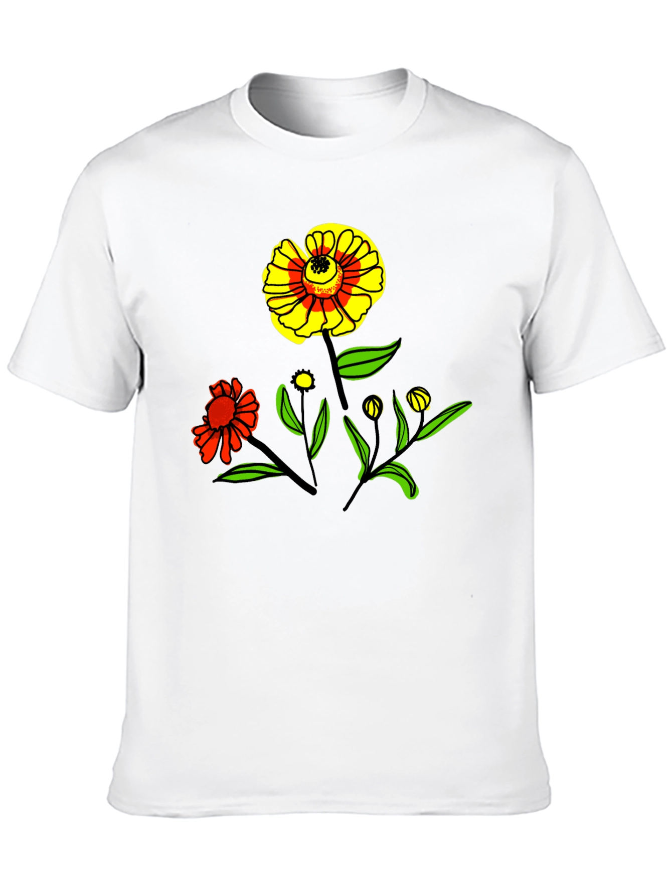Floral Graphic Print Black T-Shirt