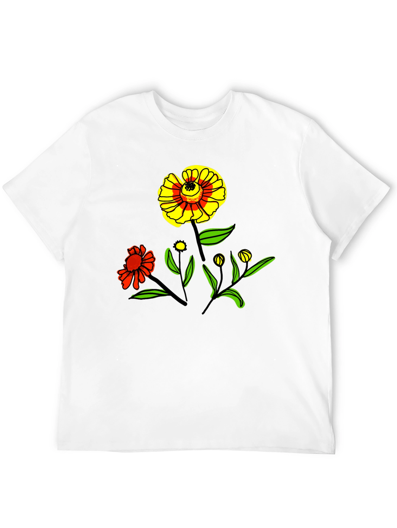 Floral Graphic Print Black T-Shirt