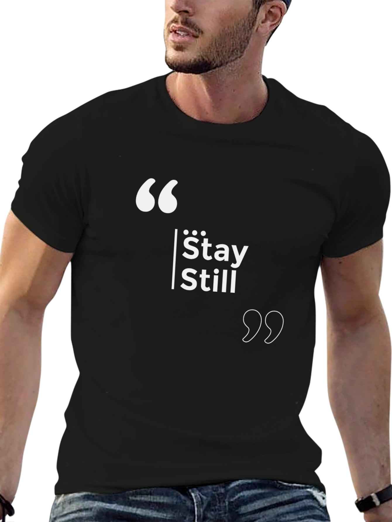 Stay Still Graphic Tee - Black Cotton T-Shirt