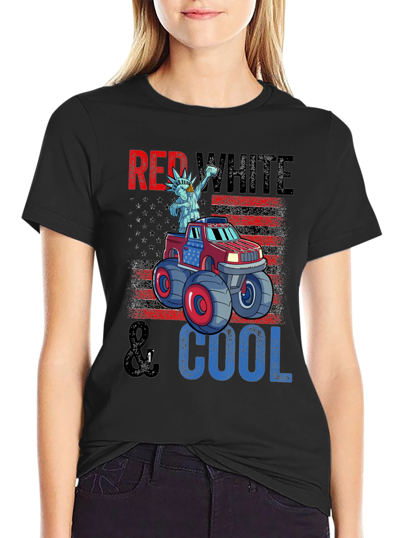 Red White & Cool Monster Truck Graphic T-Shirt