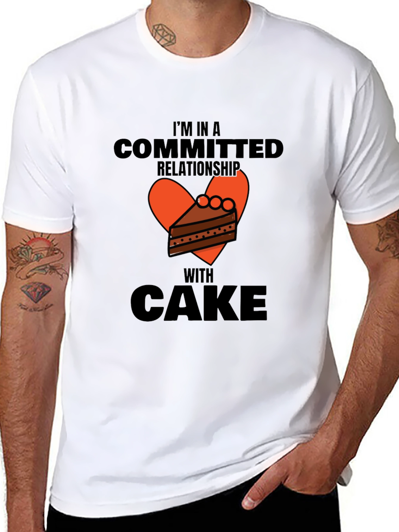 Committed to Cake Graphic Tee -  Novelty T-Shirt