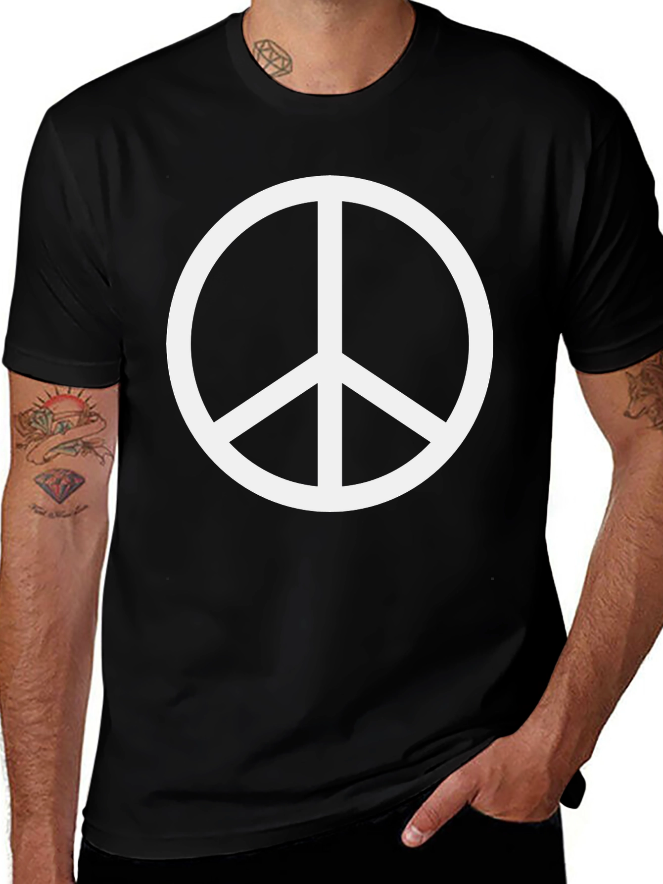 Peace Sign Graphic T-Shirt - Black