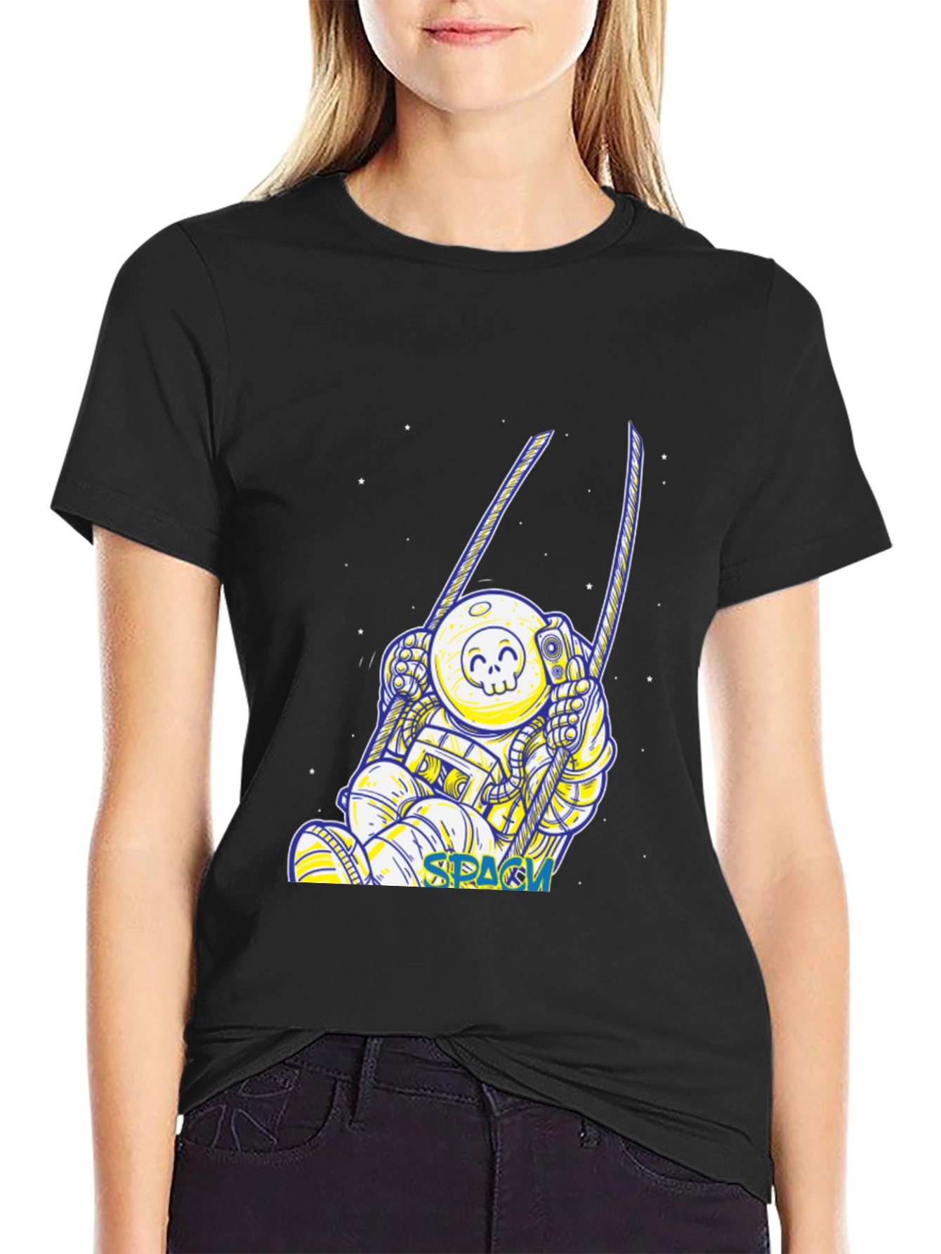 Astronaut in Space Black T-Shirt