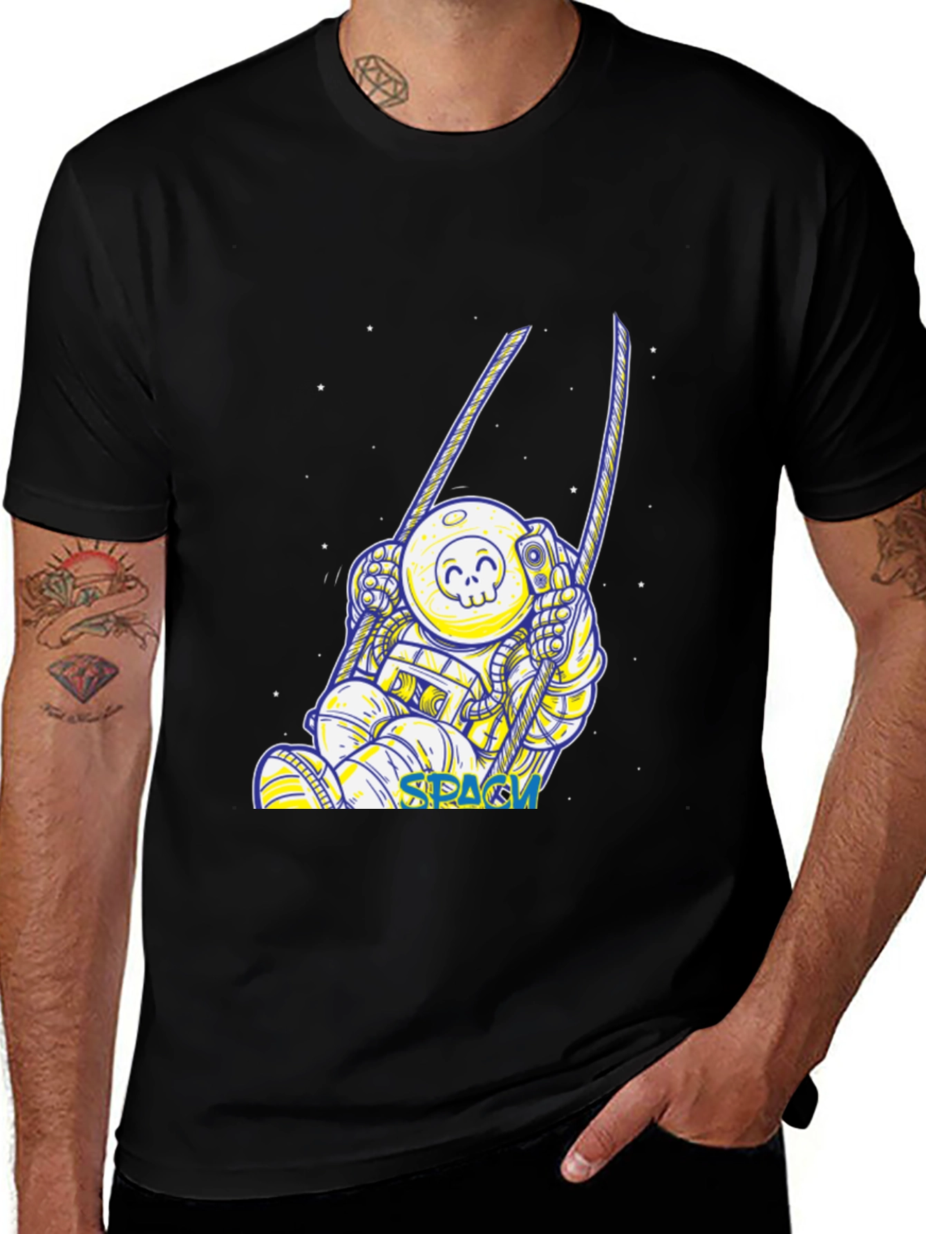 Astronaut in Space Black T-Shirt