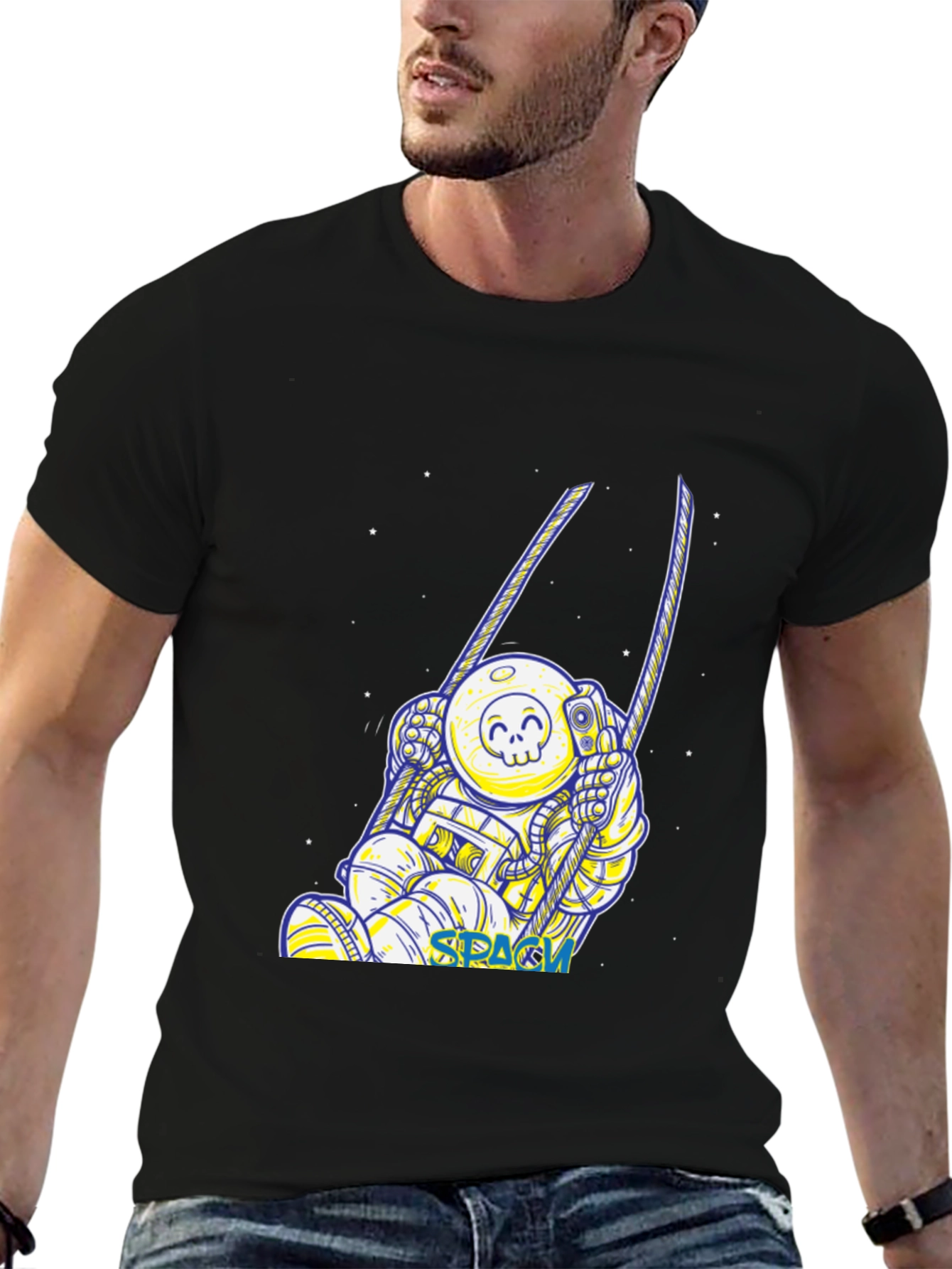 Astronaut in Space Black T-Shirt
