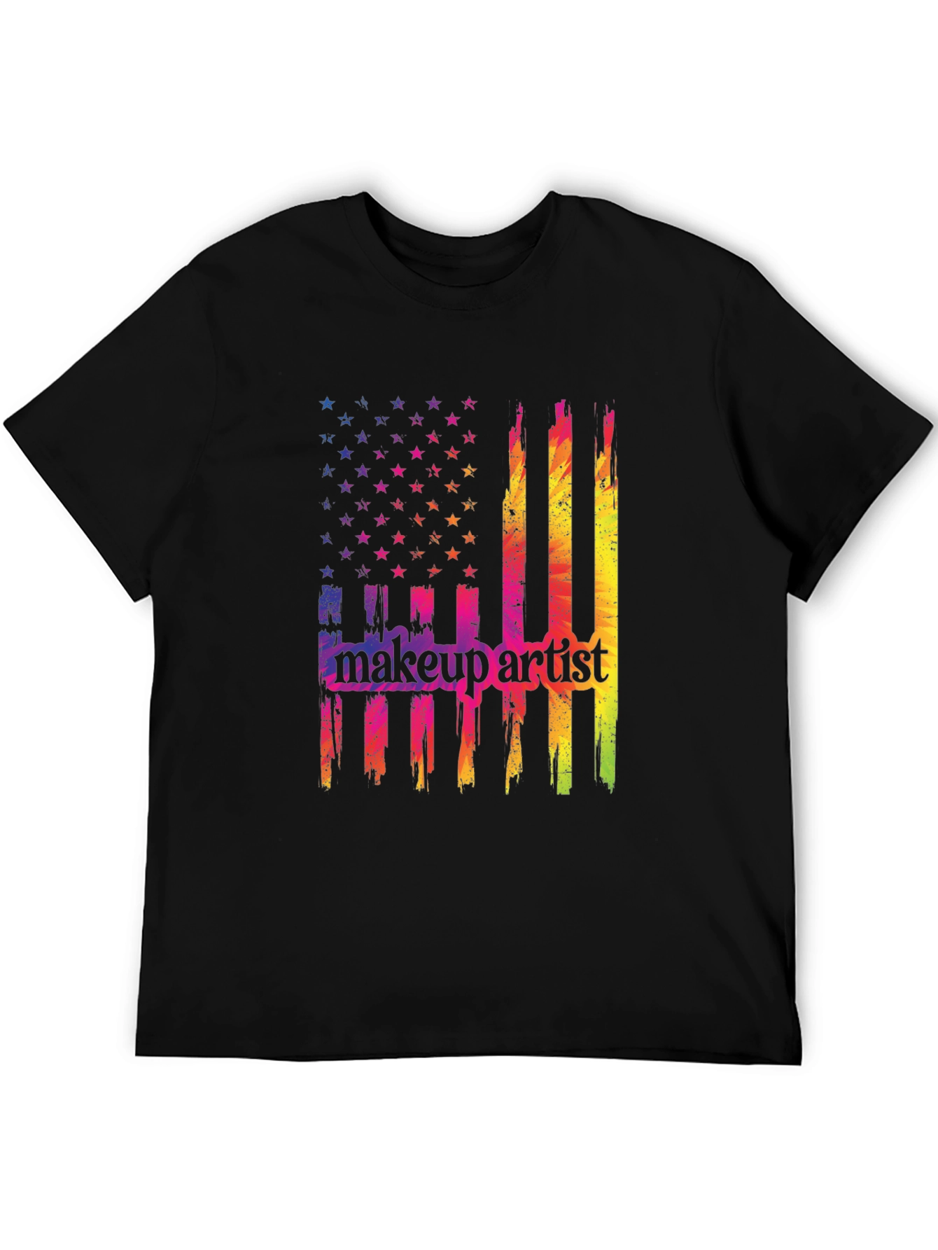 Makeup Artist American Flag Graphic T-Shirt