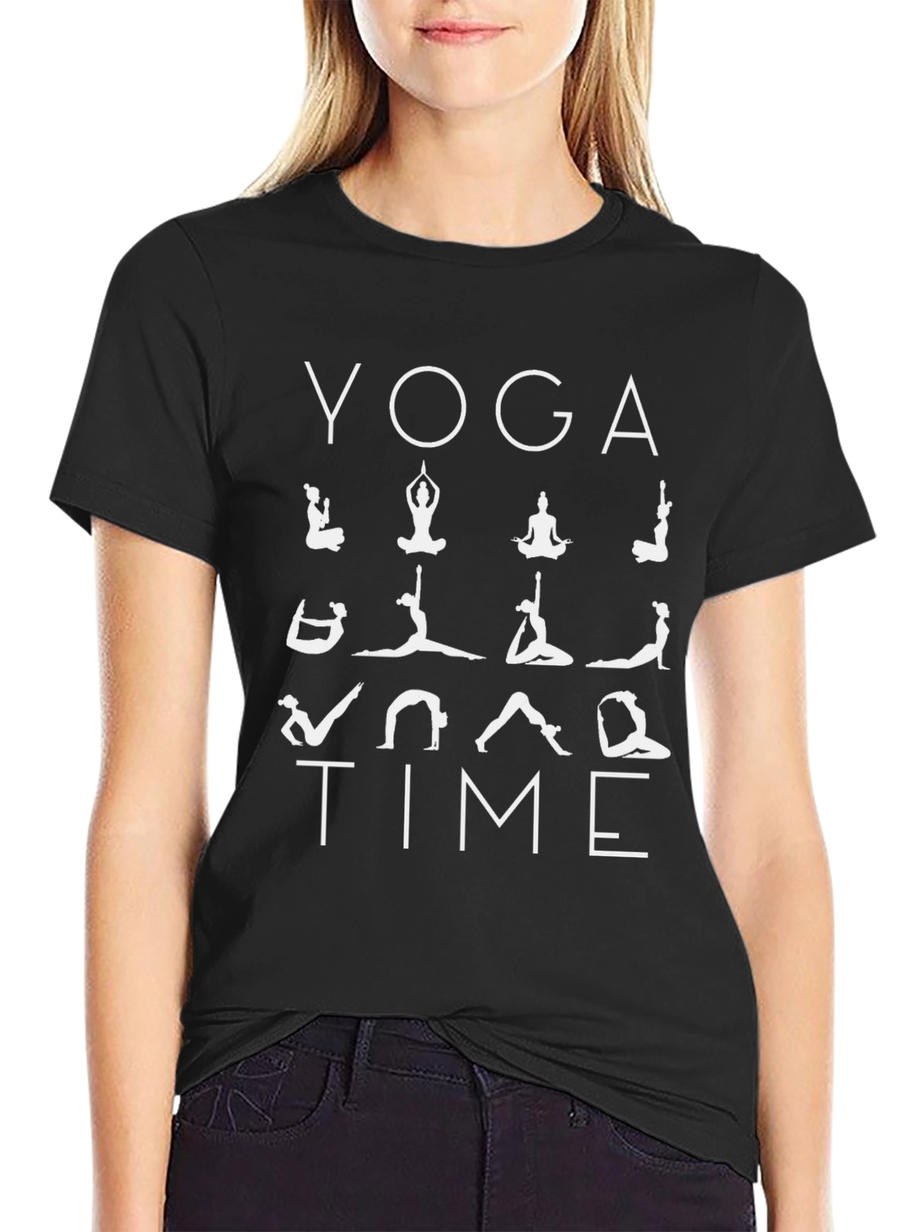 Yoga Time Black Graphic T-Shirt