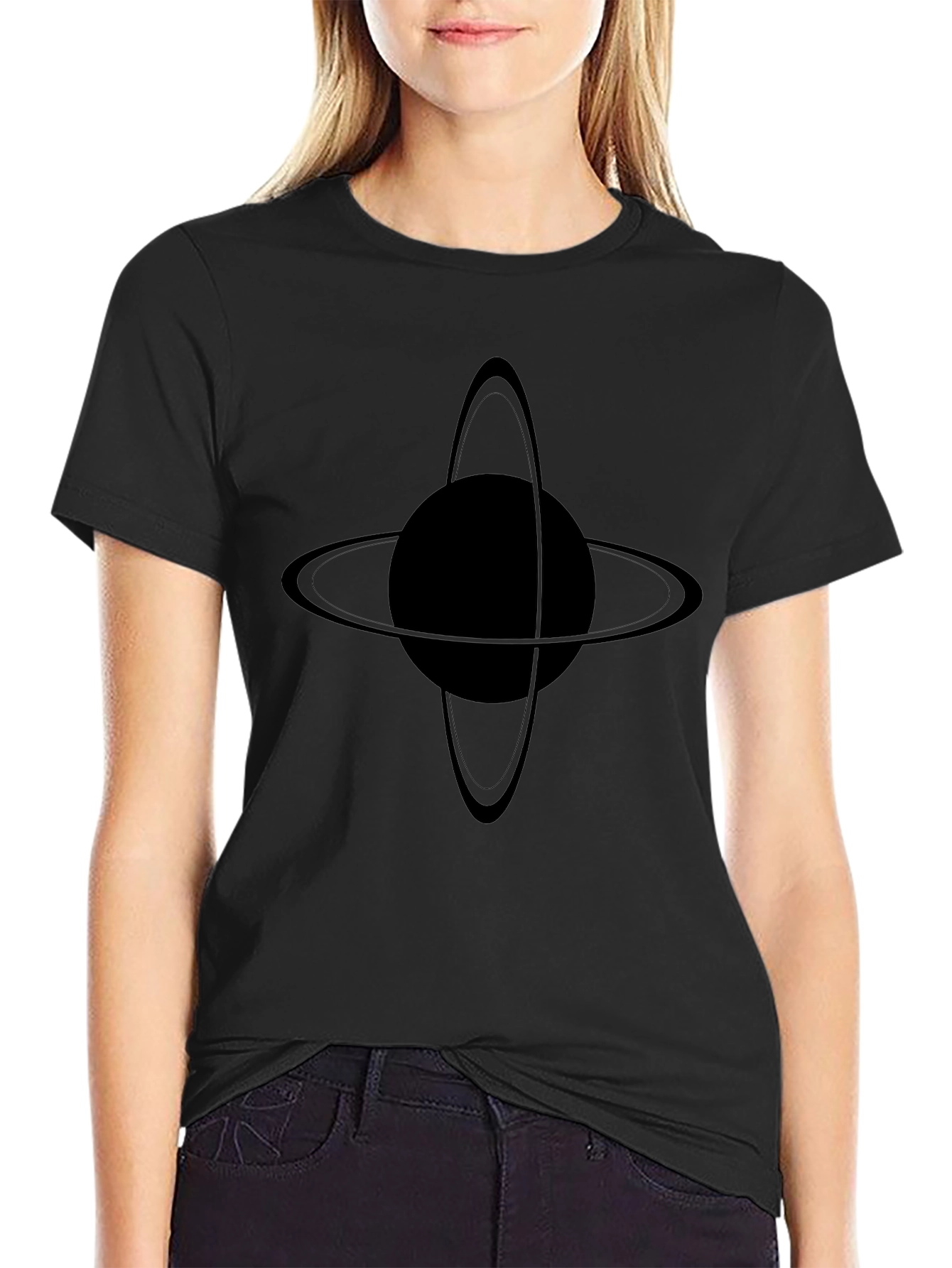 Saturn Graphic Black T-Shirt - Unisex Style