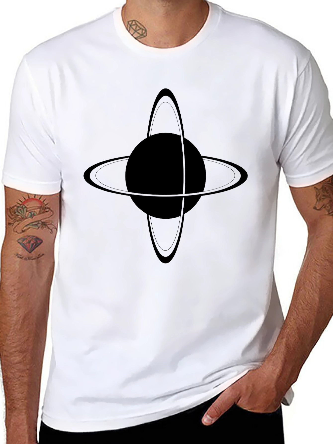 Saturn Graphic Black T-Shirt - Unisex Style