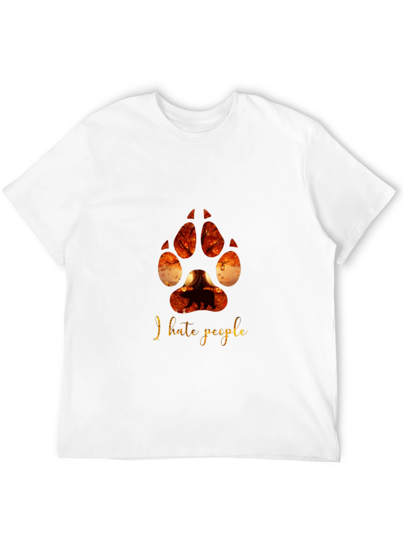 I Hate People Paw Print Black T-Shirt