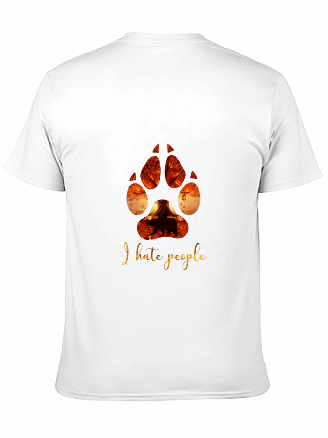 I Hate People Paw Print Black T-Shirt