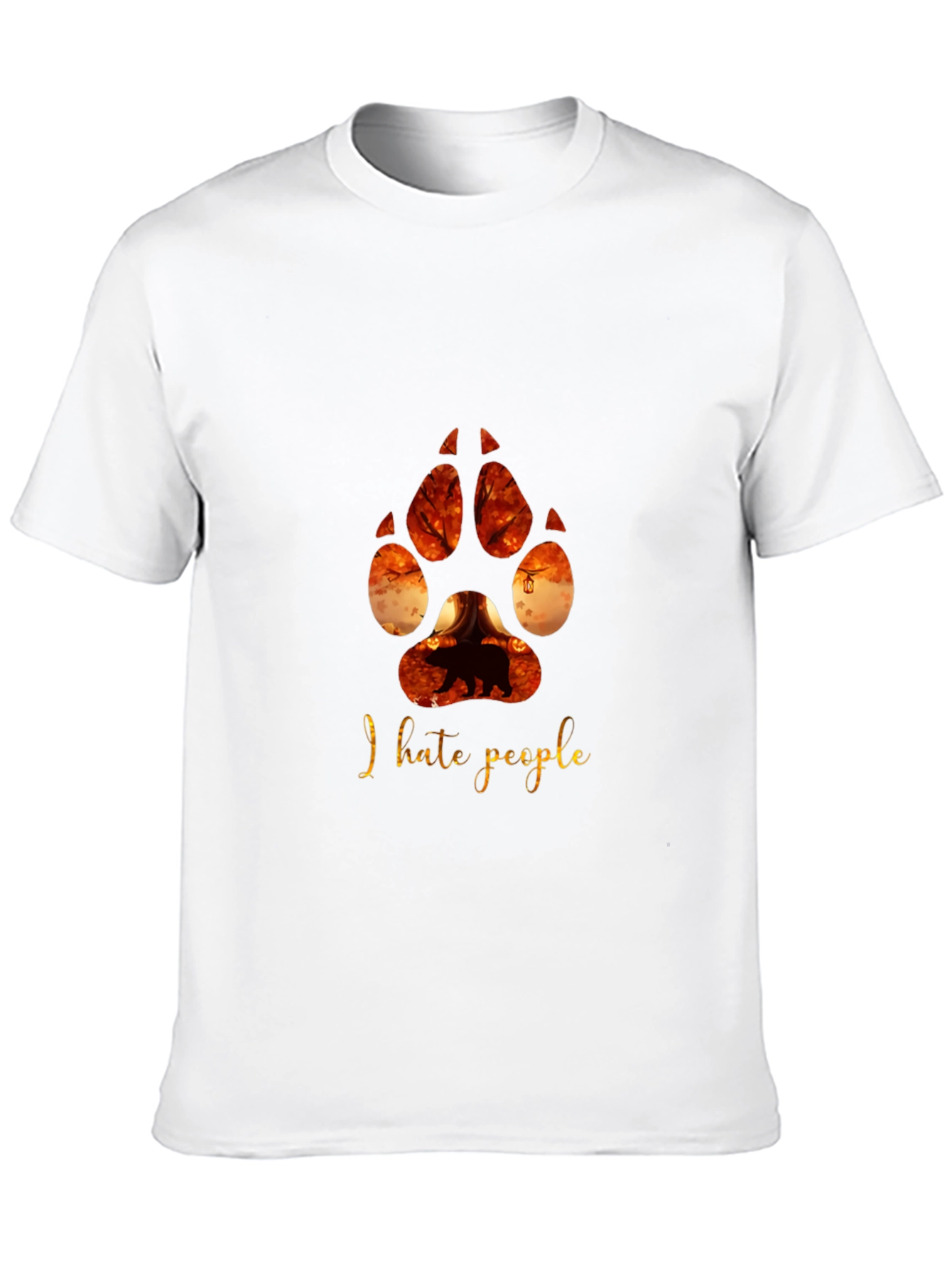 I Hate People Paw Print Black T-Shirt