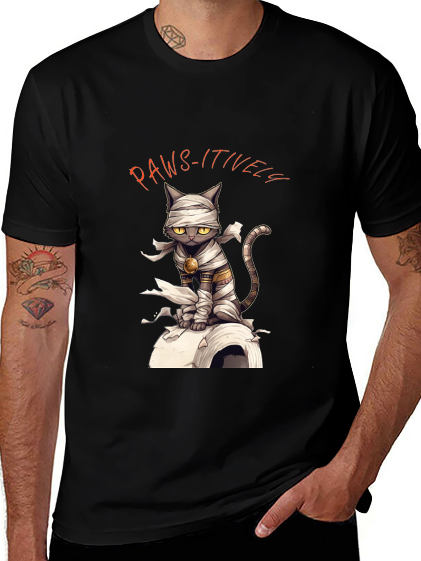 Paws-itively Mummy Cat Graphic T-Shirt
