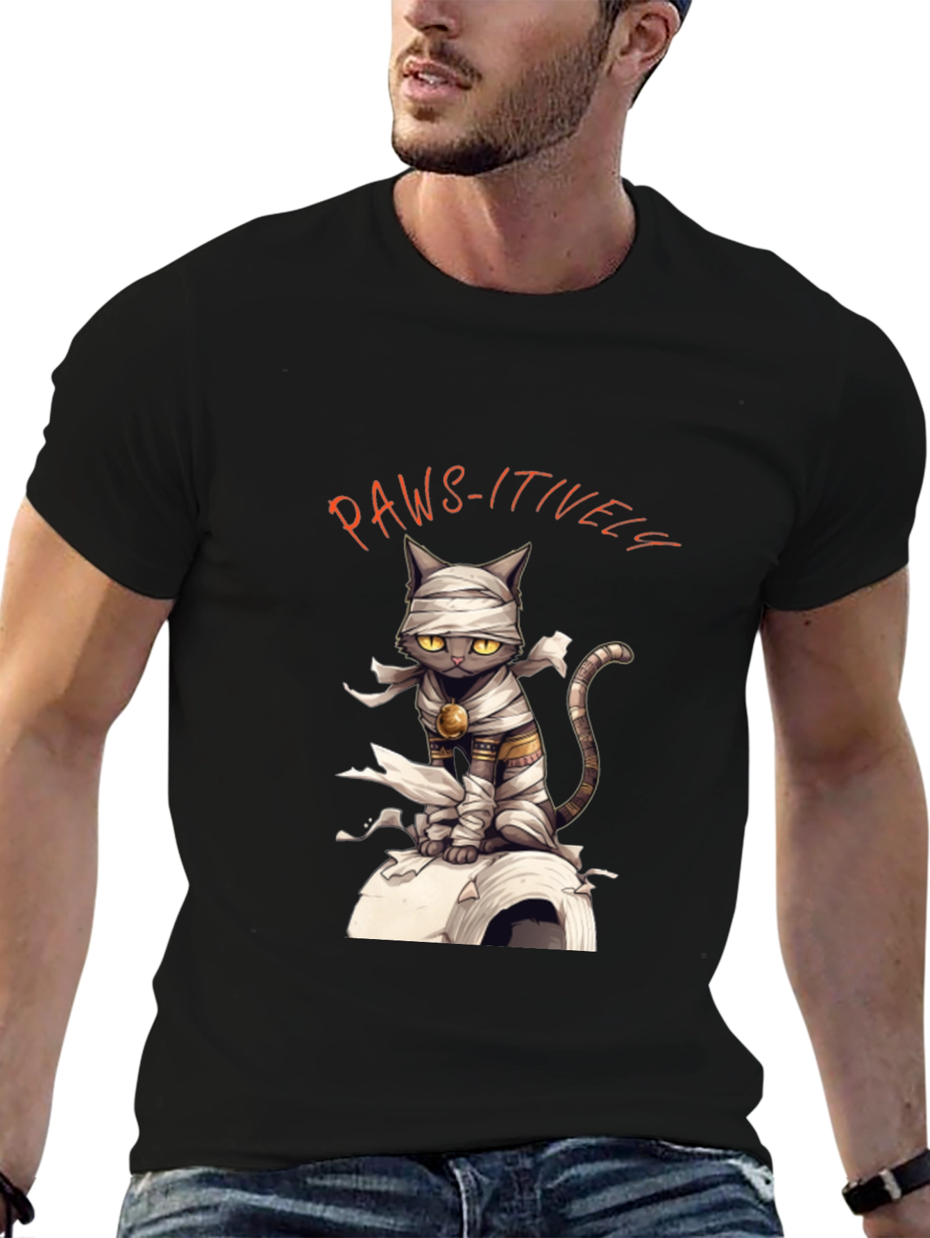 Paws-itively Mummy Cat Graphic T-Shirt