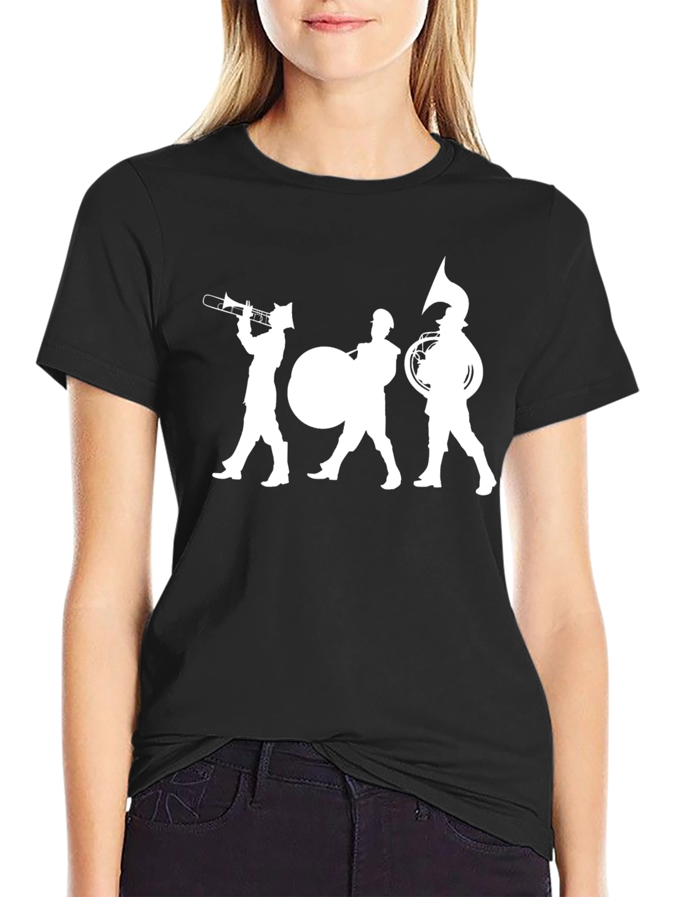 Marching Band Silhouette Black T-Shirt